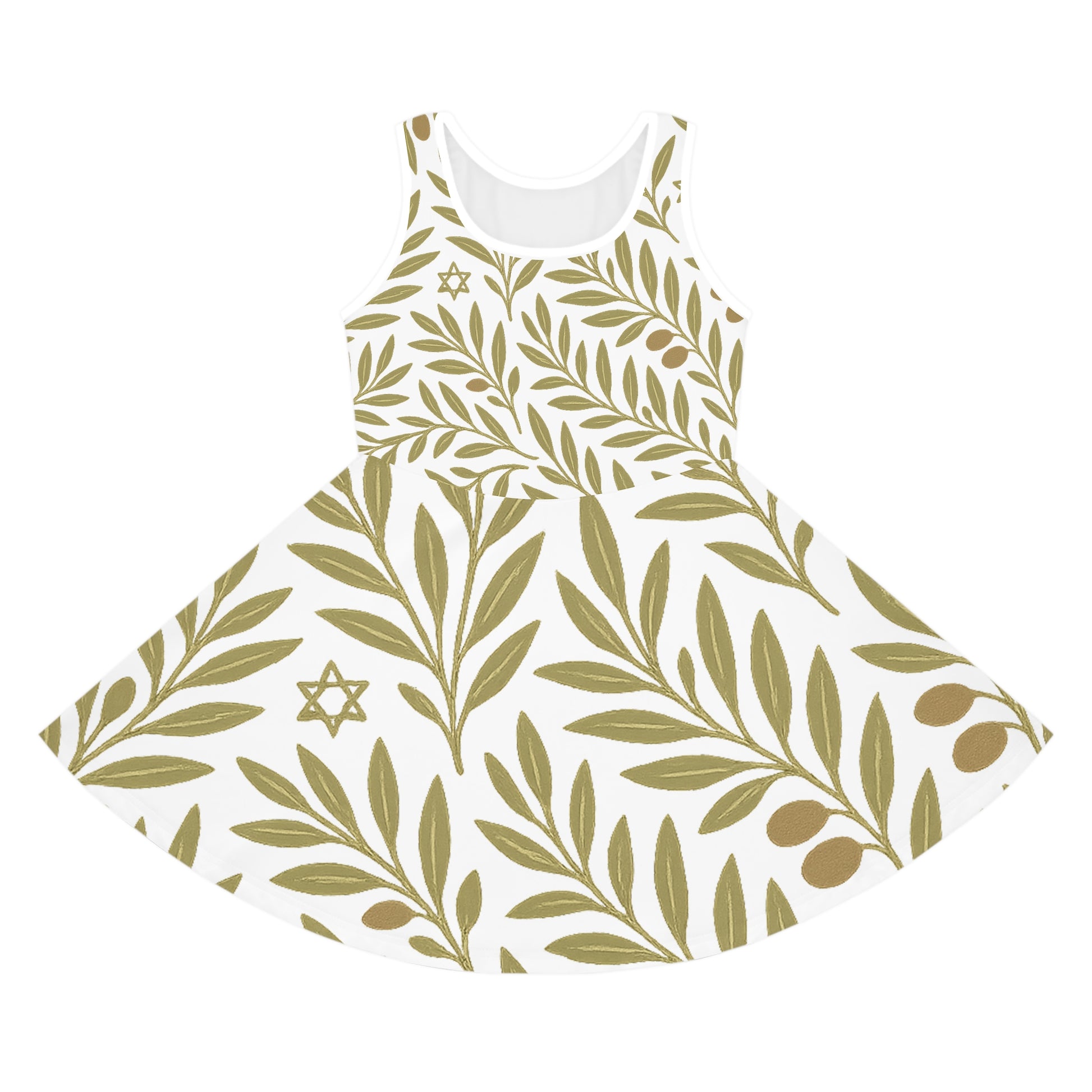 Olive Bloom Girls' Sleeveless Sundress (AOP) - American Zionist