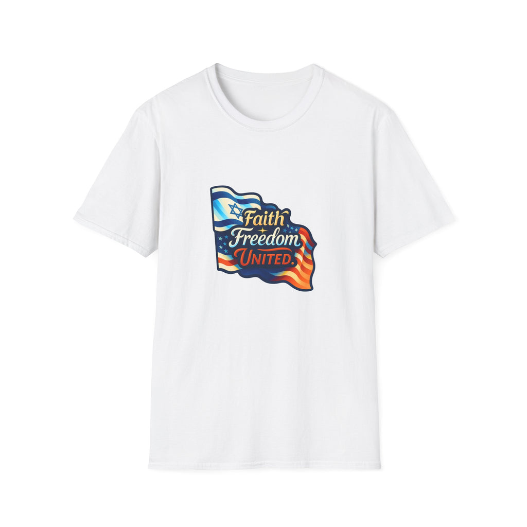 Faith Freedom United Unisex Softstyle T-Shirt - American Zionist