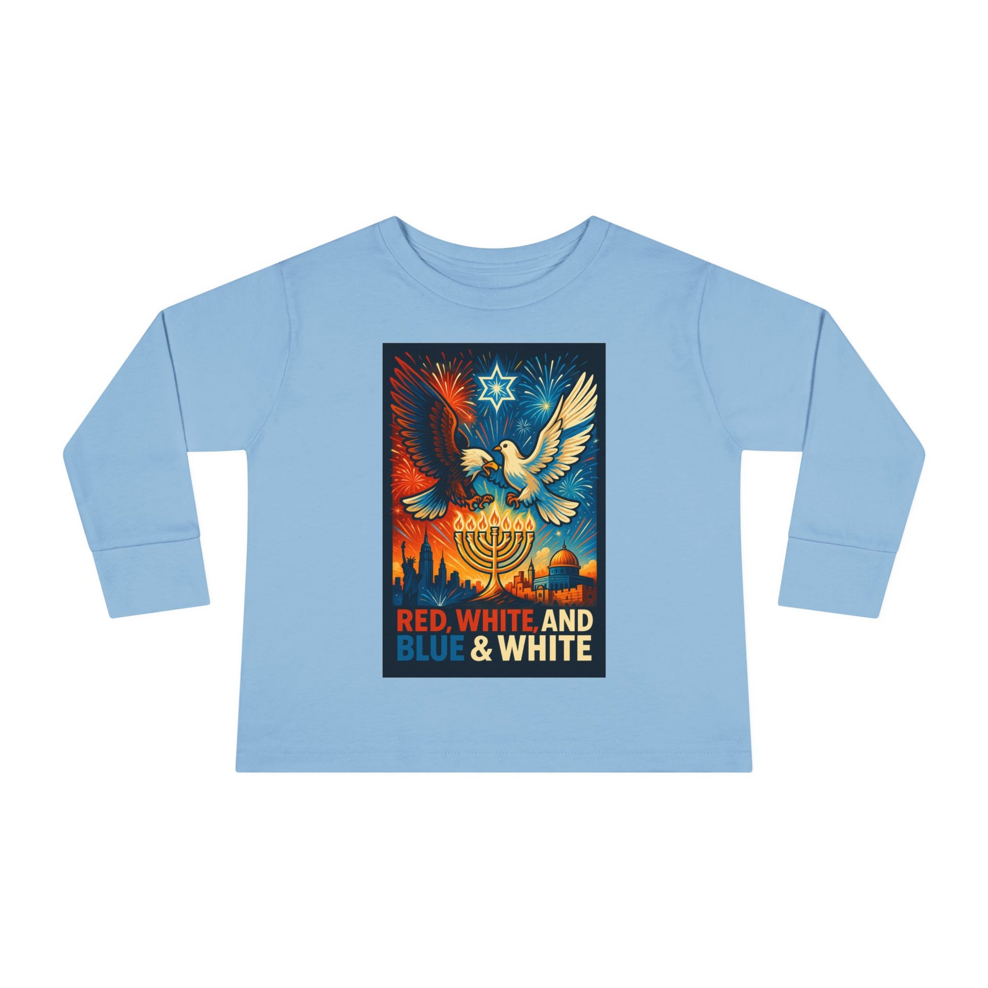 Red White and Blue Toddler Long Sleeve Tee - American Zionist