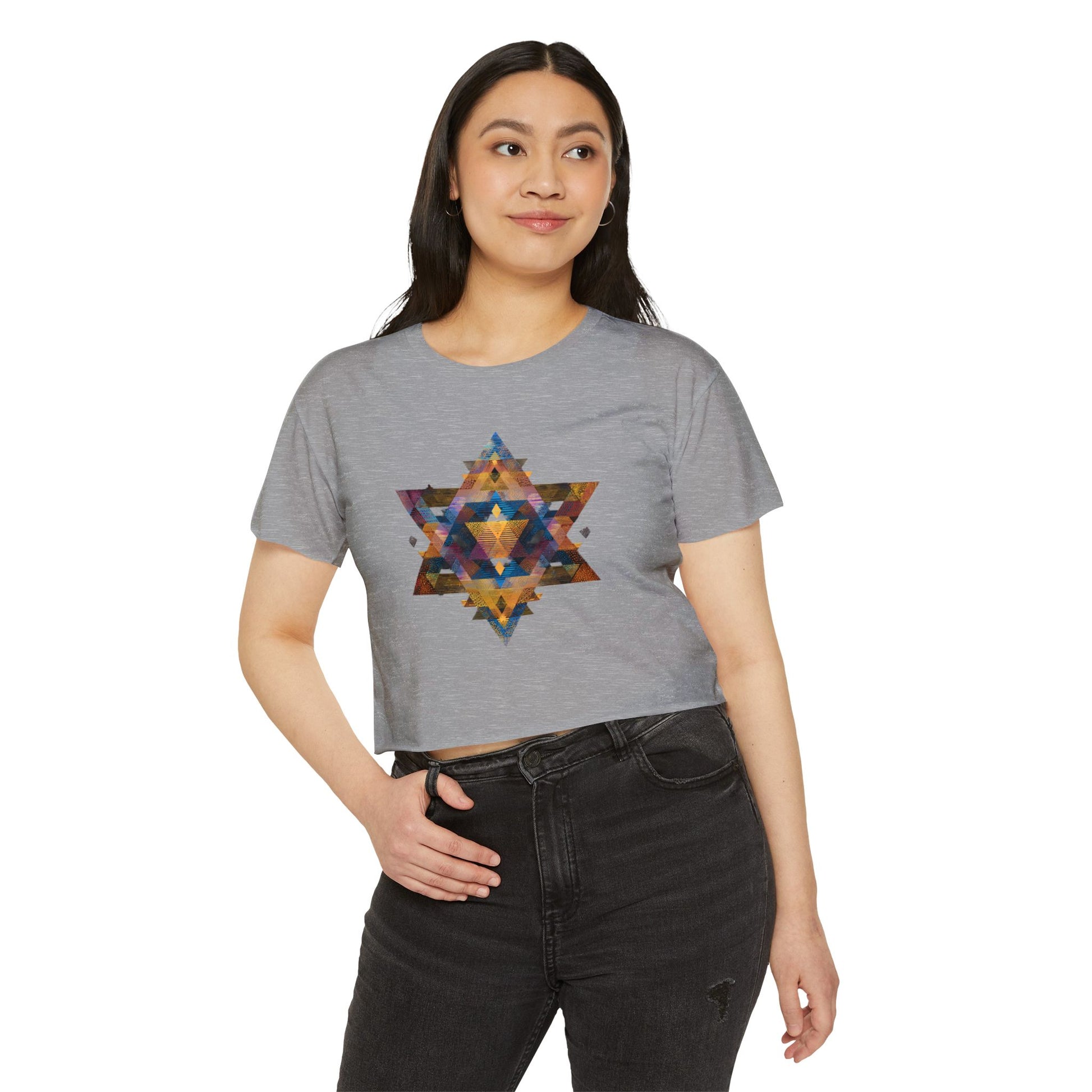 Star of David Geometric Women's Festival Crop Top - American Zionist