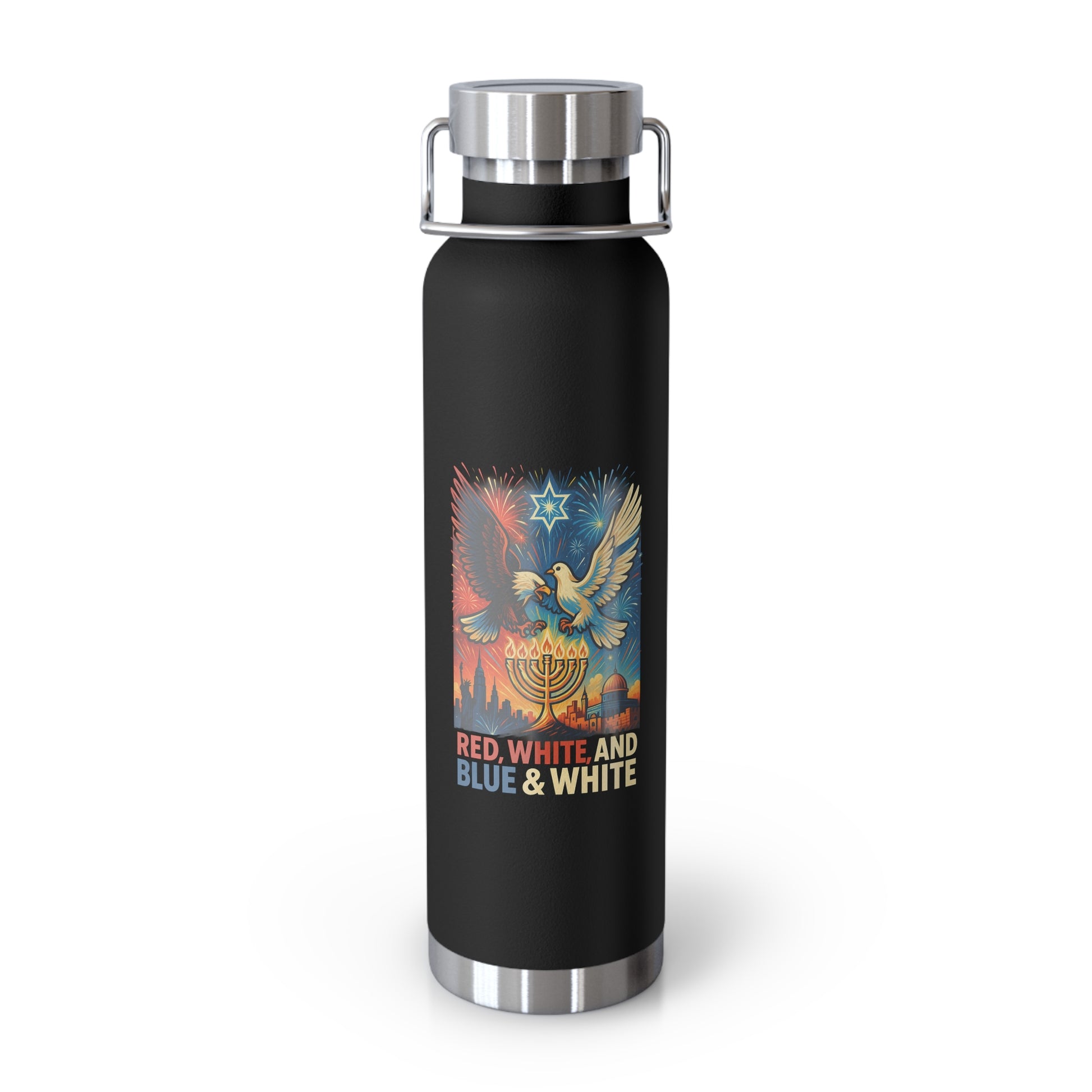 Red White and Blue Copper Vacuum Insulated Bottle, 22oz - American Zionist