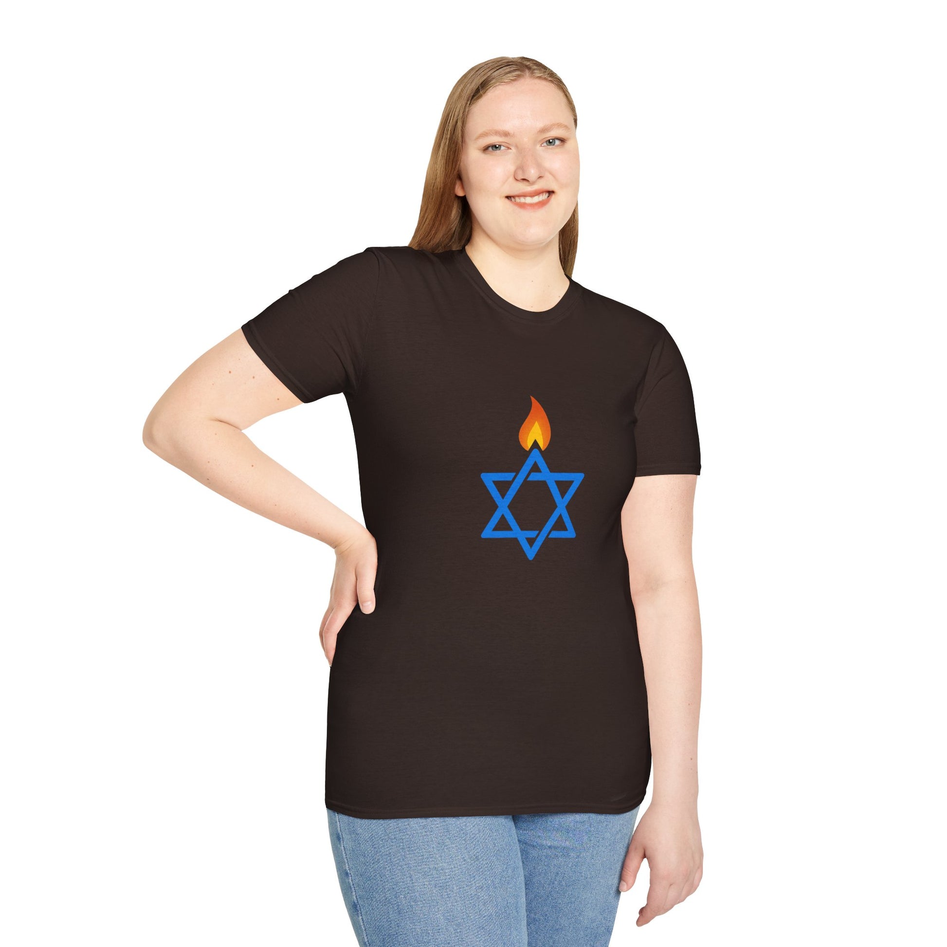 Fire Stars Of David Unisex Softstyle T-Shirt - American Zionist