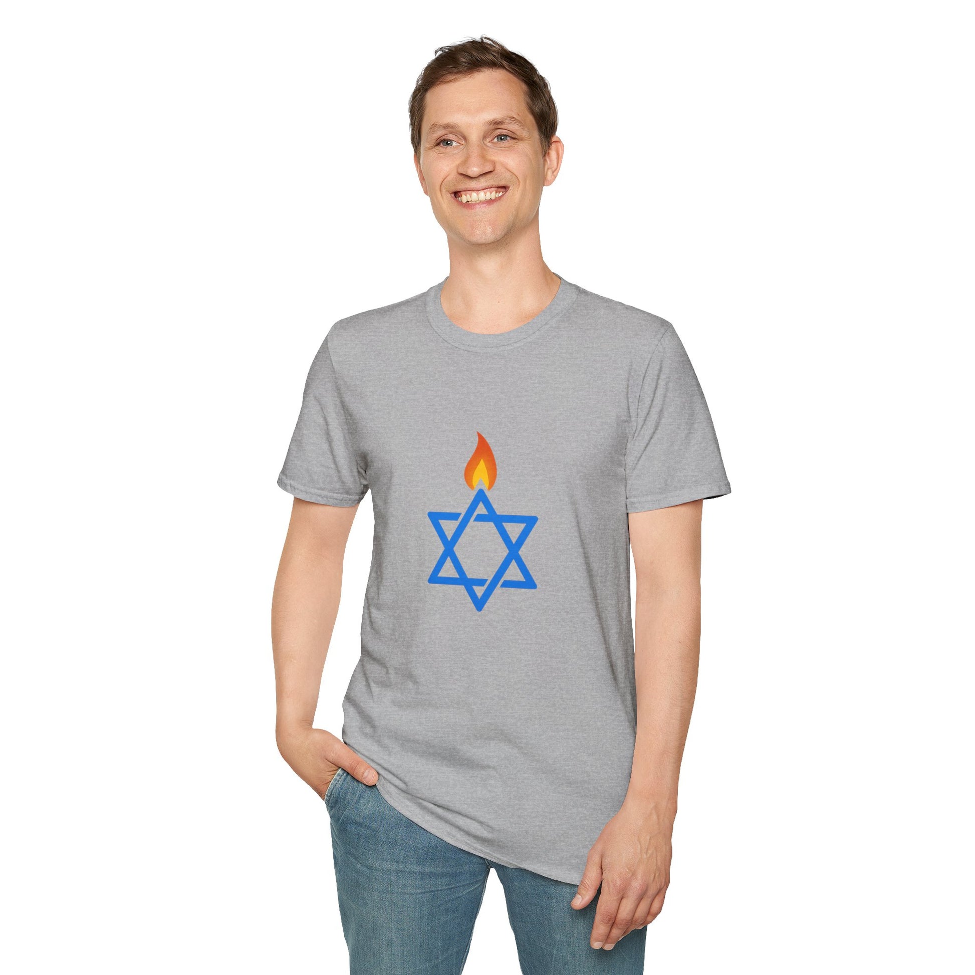 Fire Stars Of David Unisex Softstyle T-Shirt - American Zionist