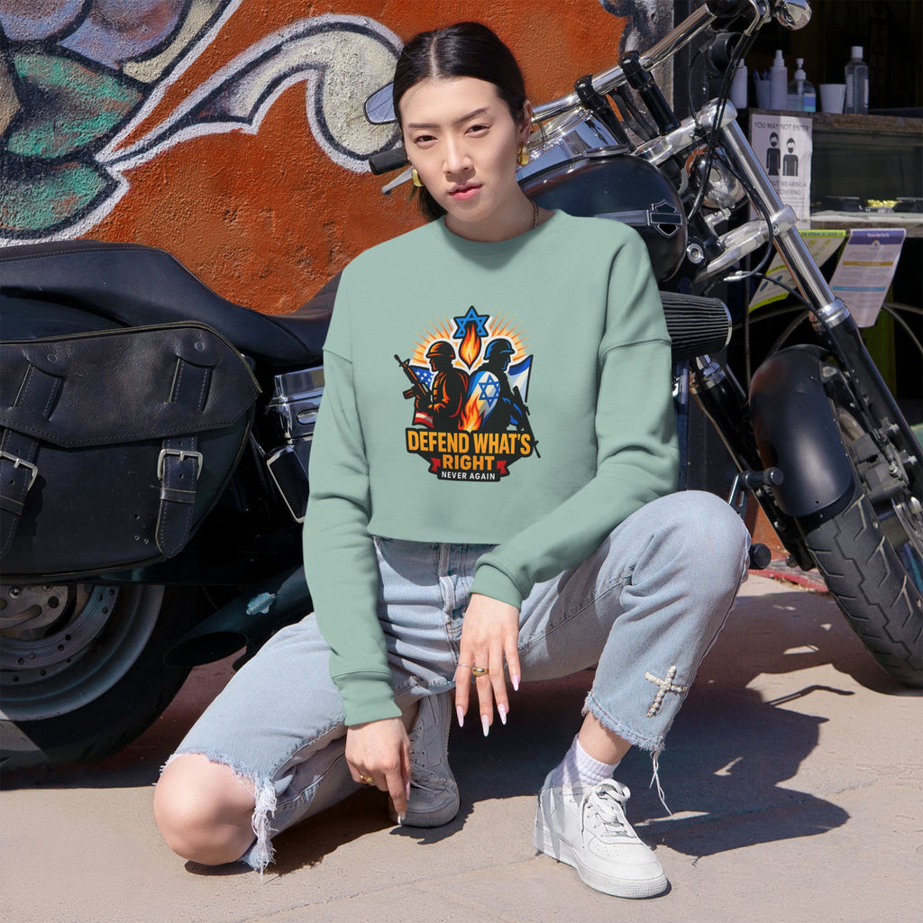 Defend Whats Right Women's Cropped Sweatshirt - American Zionist