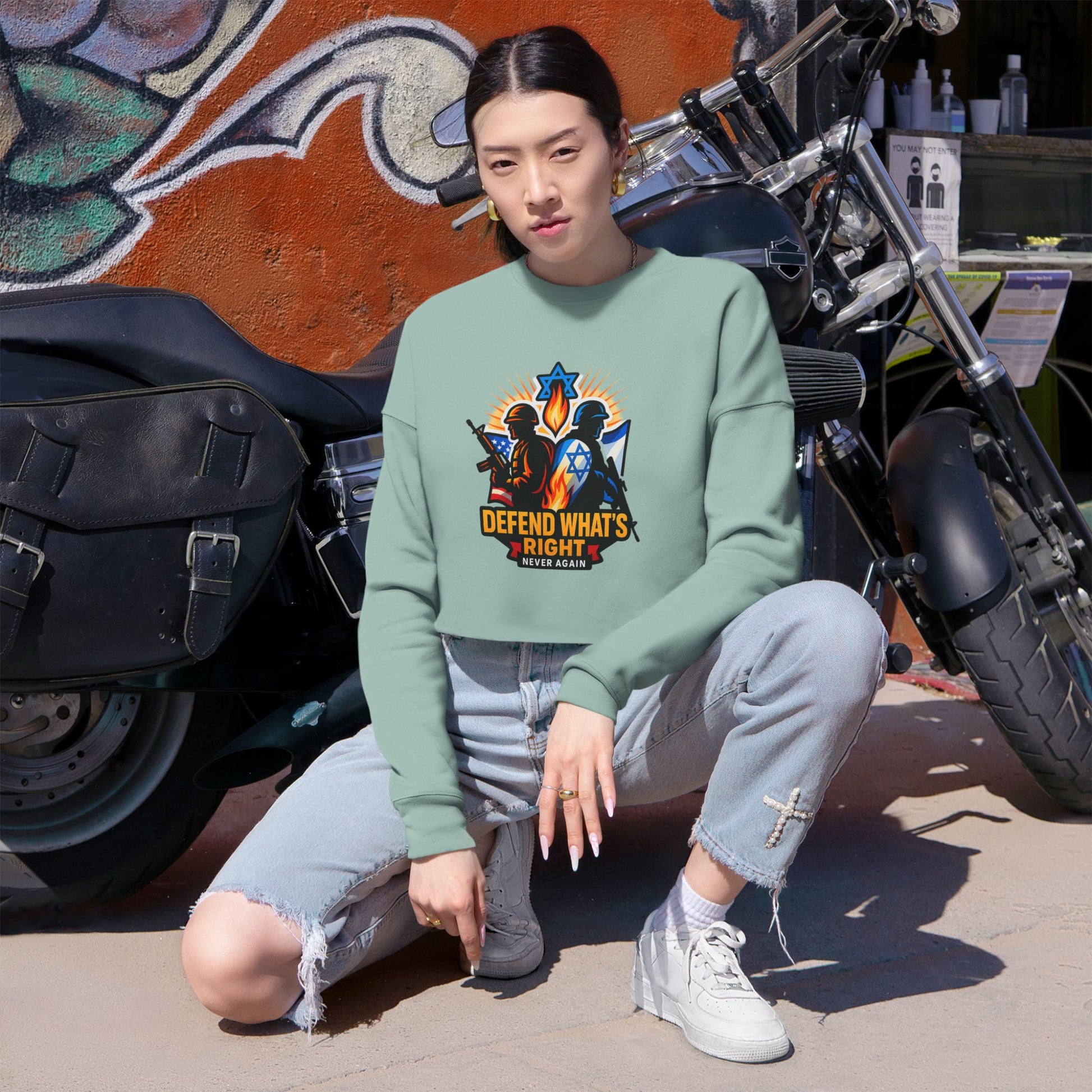 Defend Whats Right Women's Cropped Sweatshirt - American Zionist