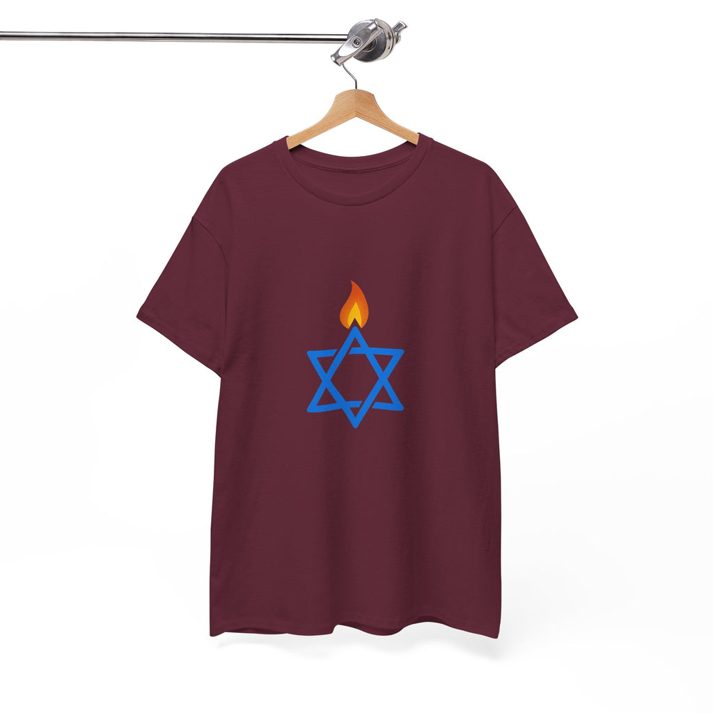 Fire Stars Of David Unisex Heavy Cotton Tee - American Zionist