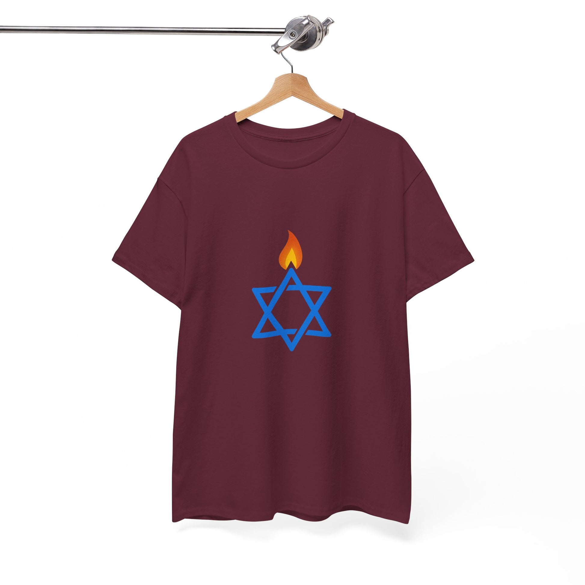 Fire Stars Of David Unisex Heavy Cotton Tee - American Zionist