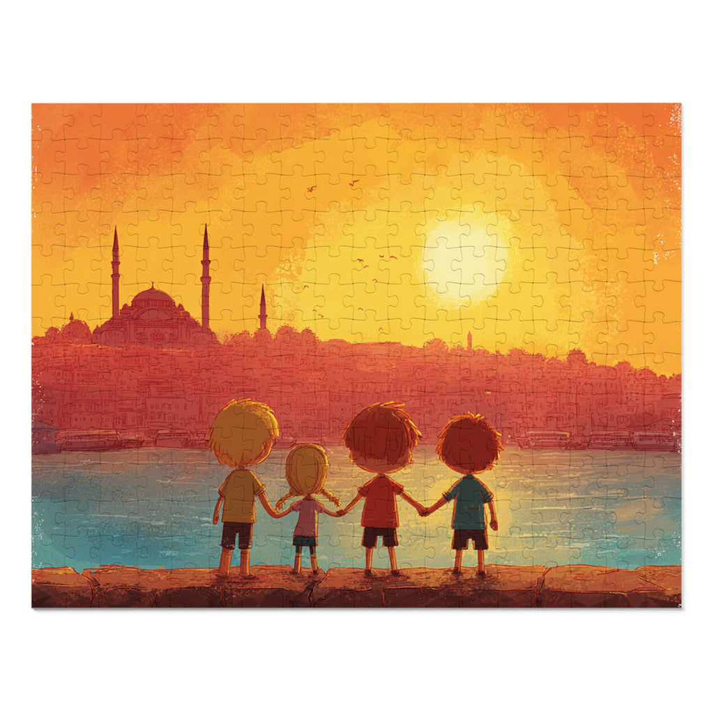 Jewish Kids Over Sunset Jigsaw Puzzle with Tin - American Zionist