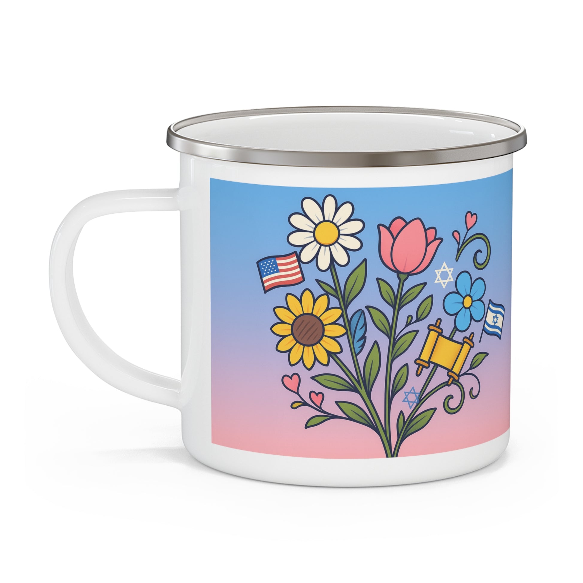 Flourish With Freedom Enamel Camping Mug - American Zionist