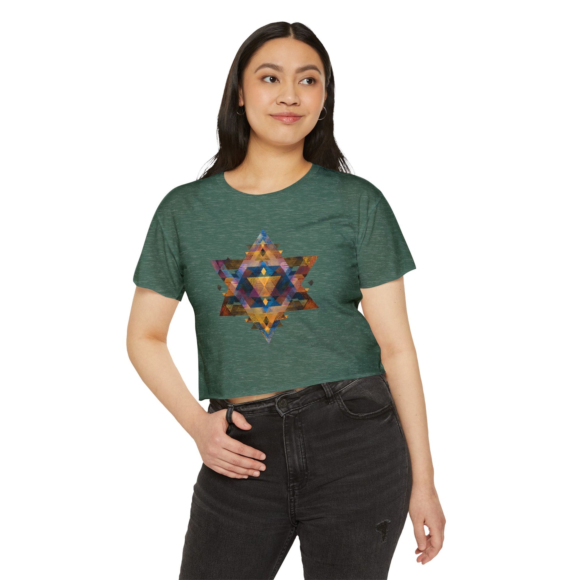 Star of David Geometric Women's Festival Crop Top - American Zionist