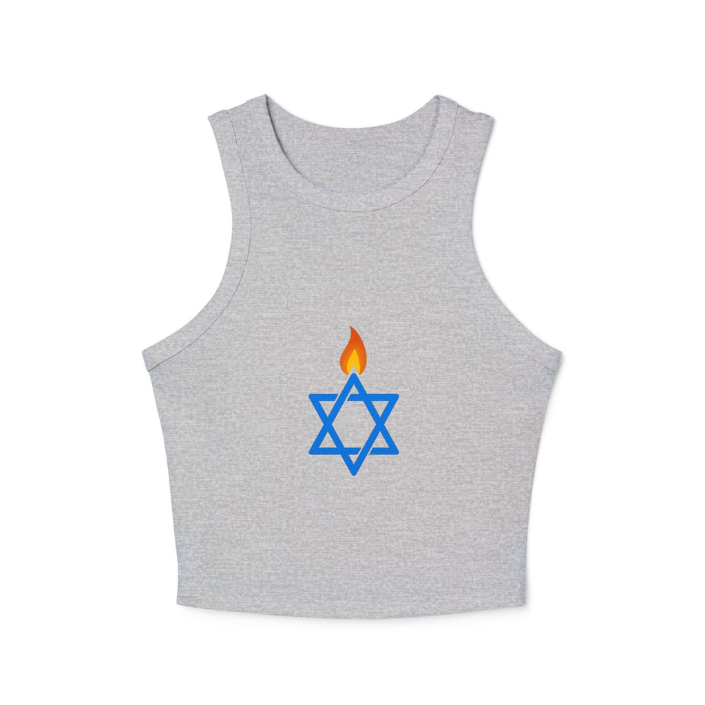 Fire Stars Of David Women's Micro Rib Racer Tank Top - American Zionist