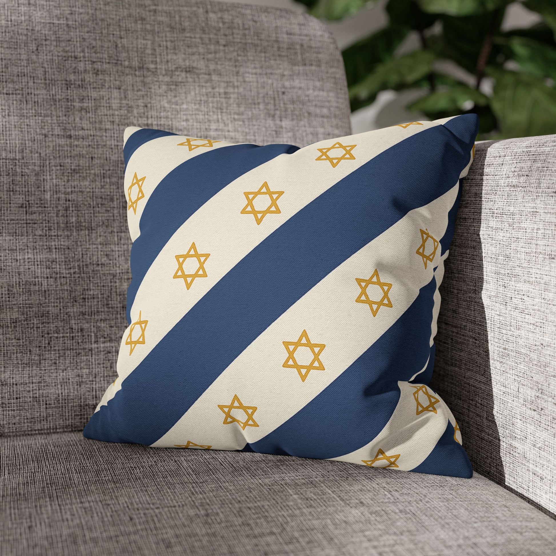 Israel Regalia Stripe Spun Polyester Square Pillowcase - American Zionist