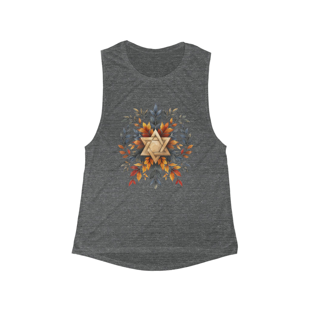 Star of David Wreath Women's Flowy Scoop Muscle Tank - American Zionist