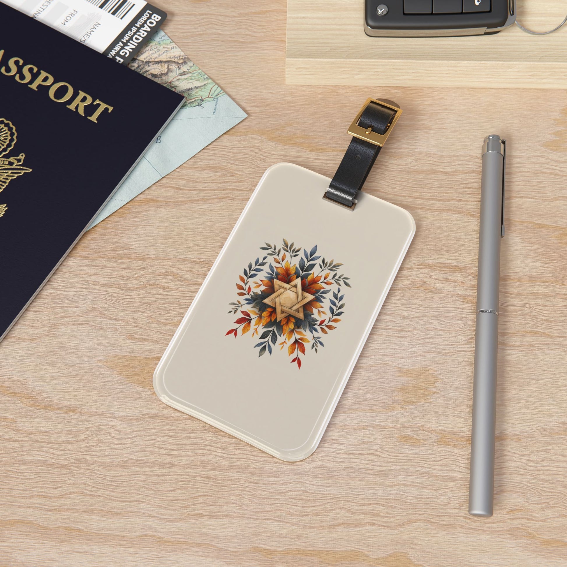 Star of David Wreath Vertical Luggage Tag - American Zionist