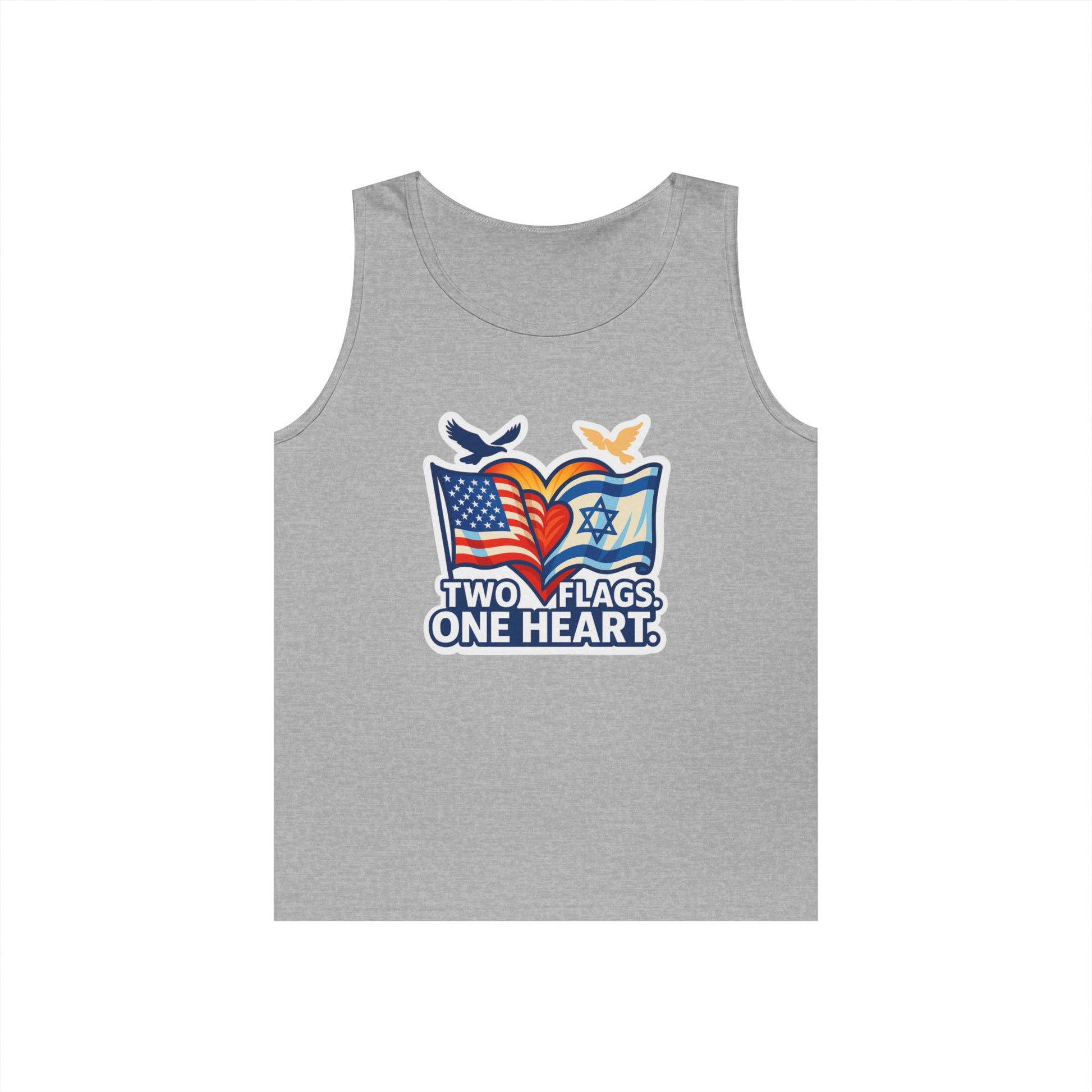 Two Flags. One Heart Unisex Heavy Cotton Tank Top - American Zionist