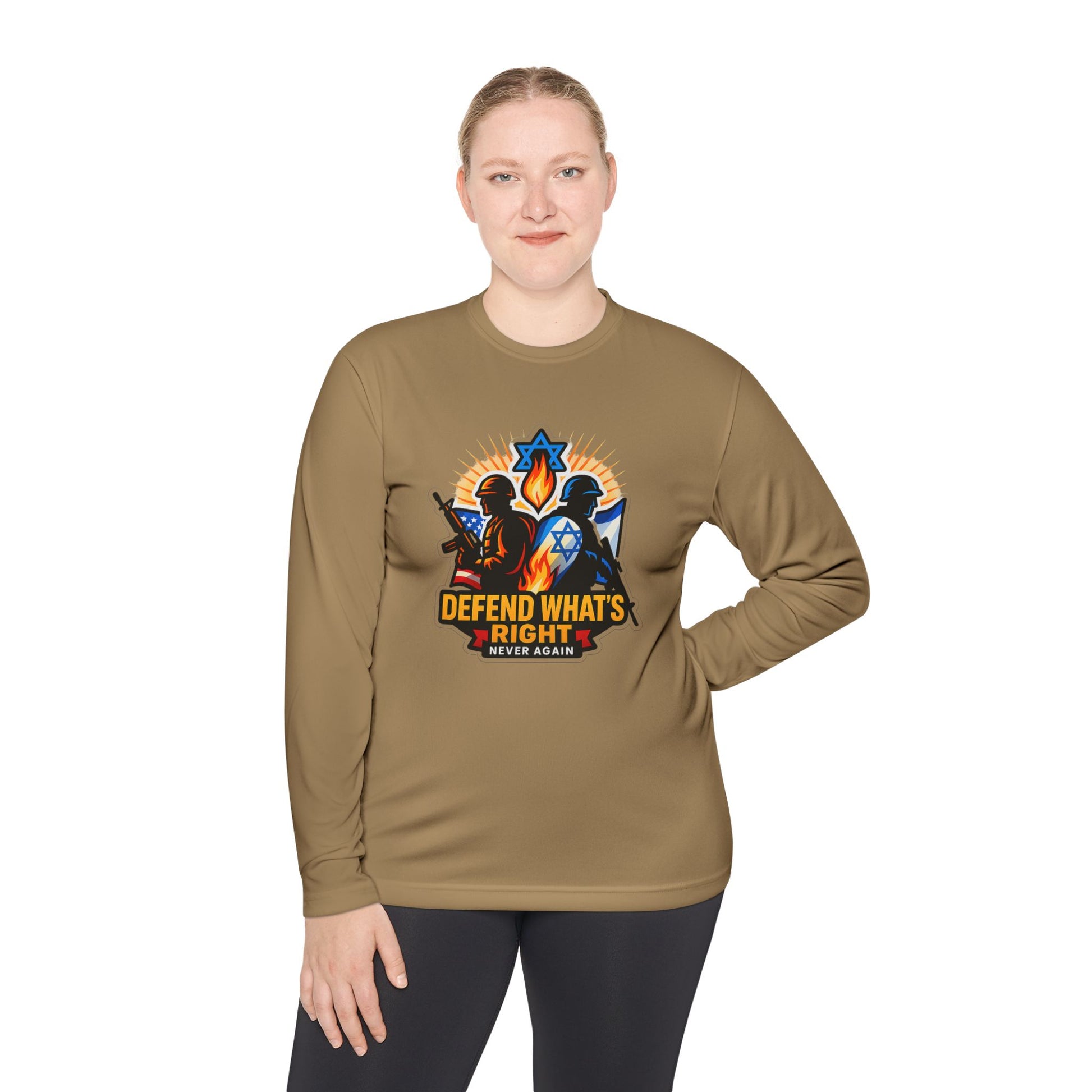 Defend What's Right Unisex Lightweight Long Sleeve Tee - American Zionist