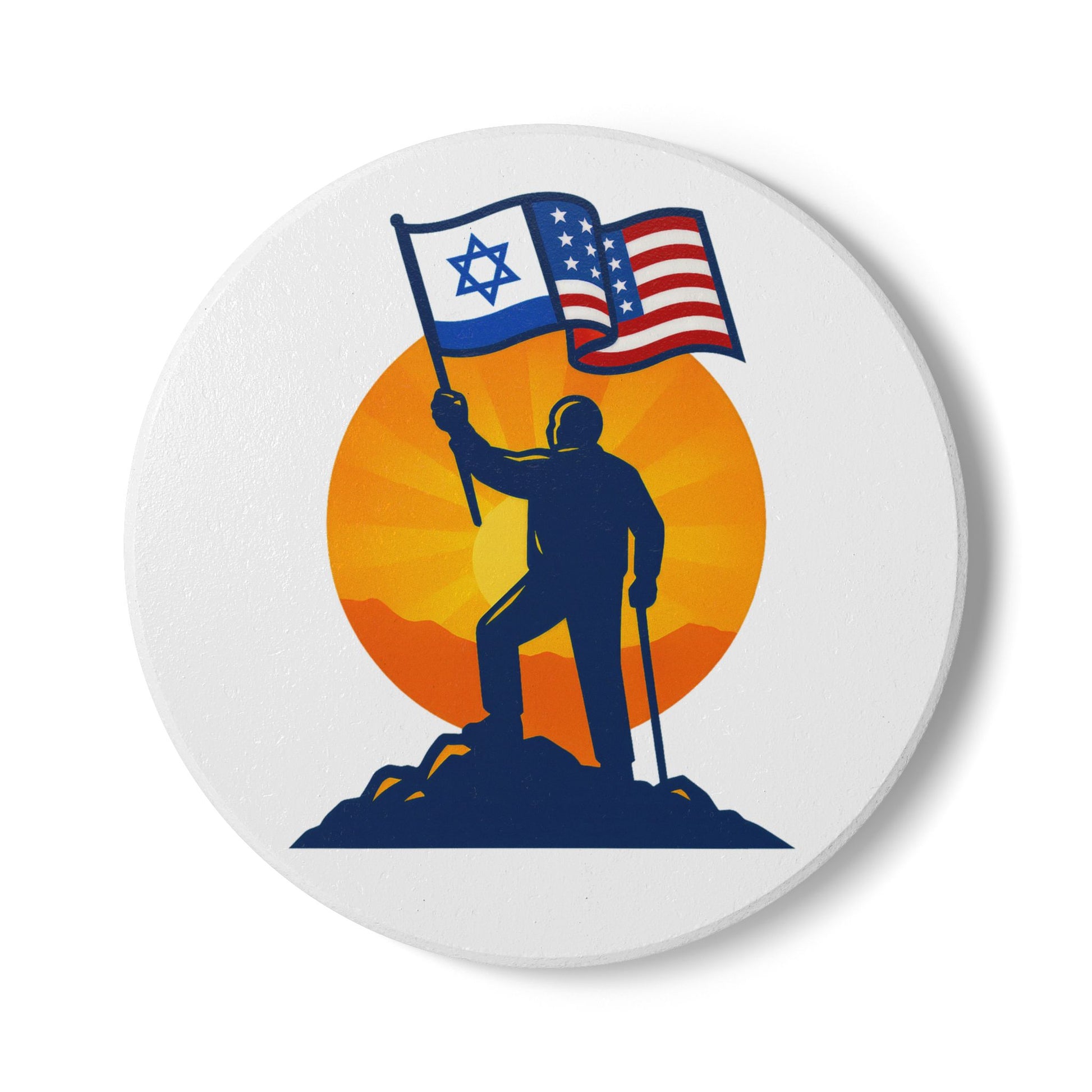Grandpa Stands for Freedom Ceramic Coaster - American Zionist