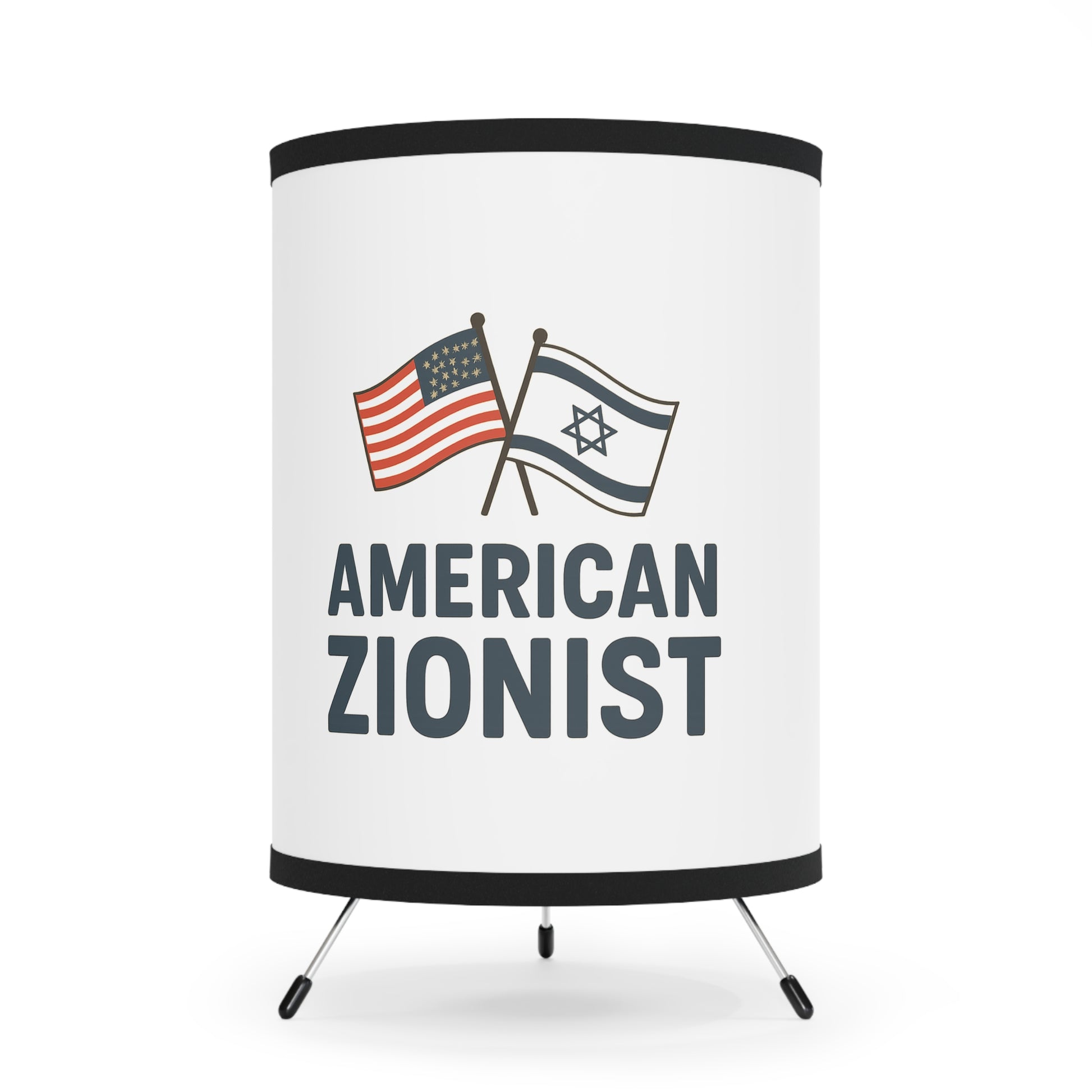 American Zionist: Two Flags Tripod Lamp with High - Res Printed Shade, US\CA plug - American Zionist
