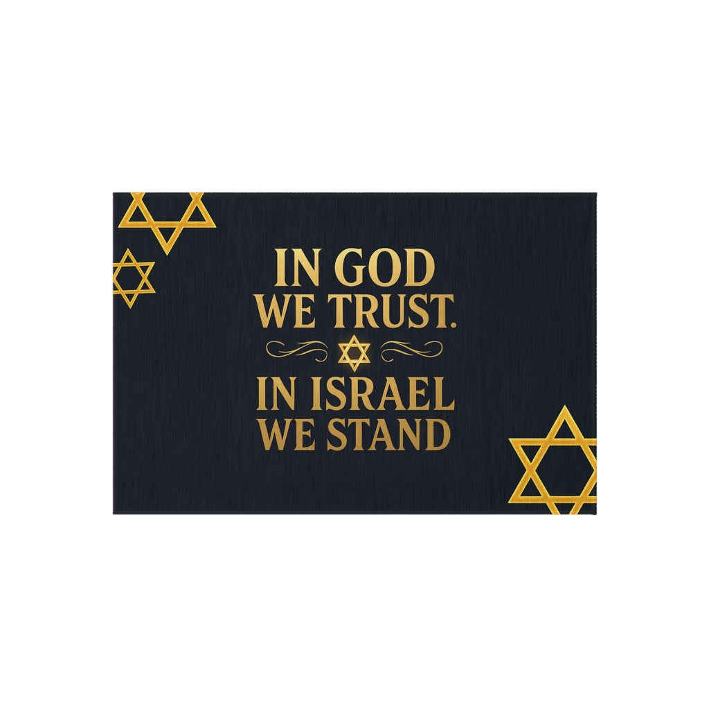 In God We Trust, In Israel We Stand with Stars Outdoor Rug - American Zionist