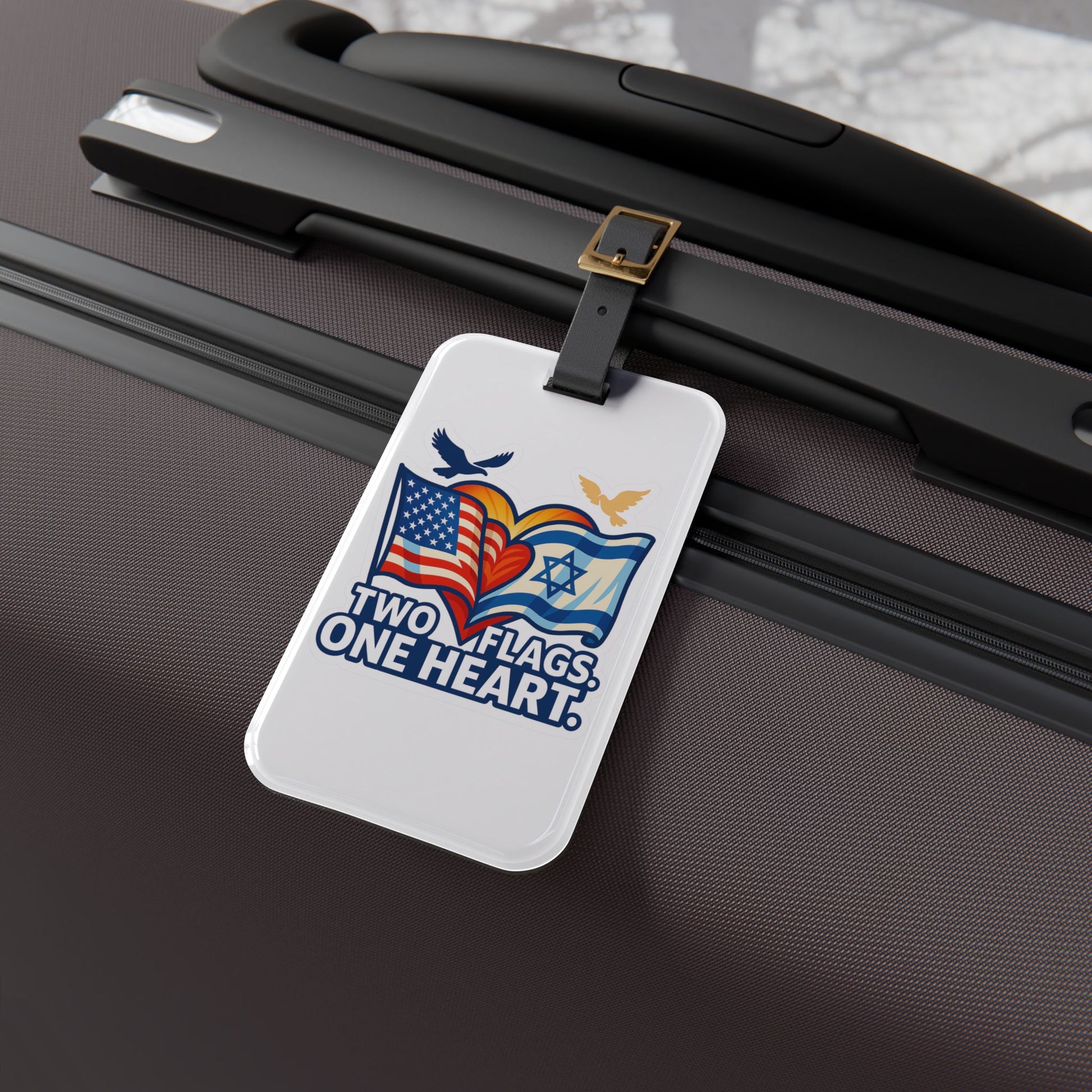 Two Flags. One Heart Luggage Tag - American Zionist