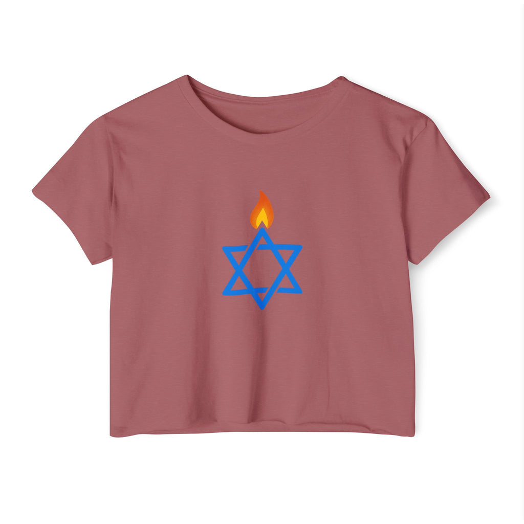 Fire Stars Of David Women's Festival Crop Top - American Zionist