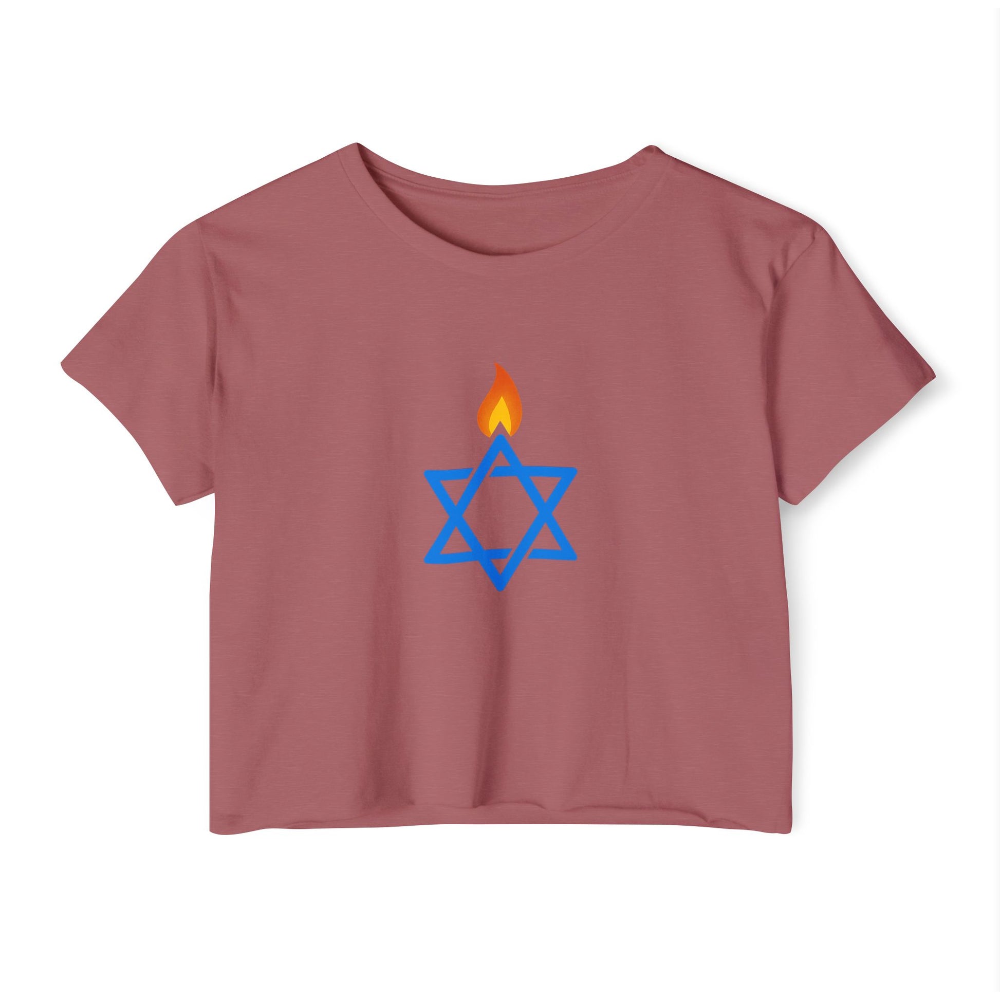 Fire Stars Of David Women's Festival Crop Top - American Zionist