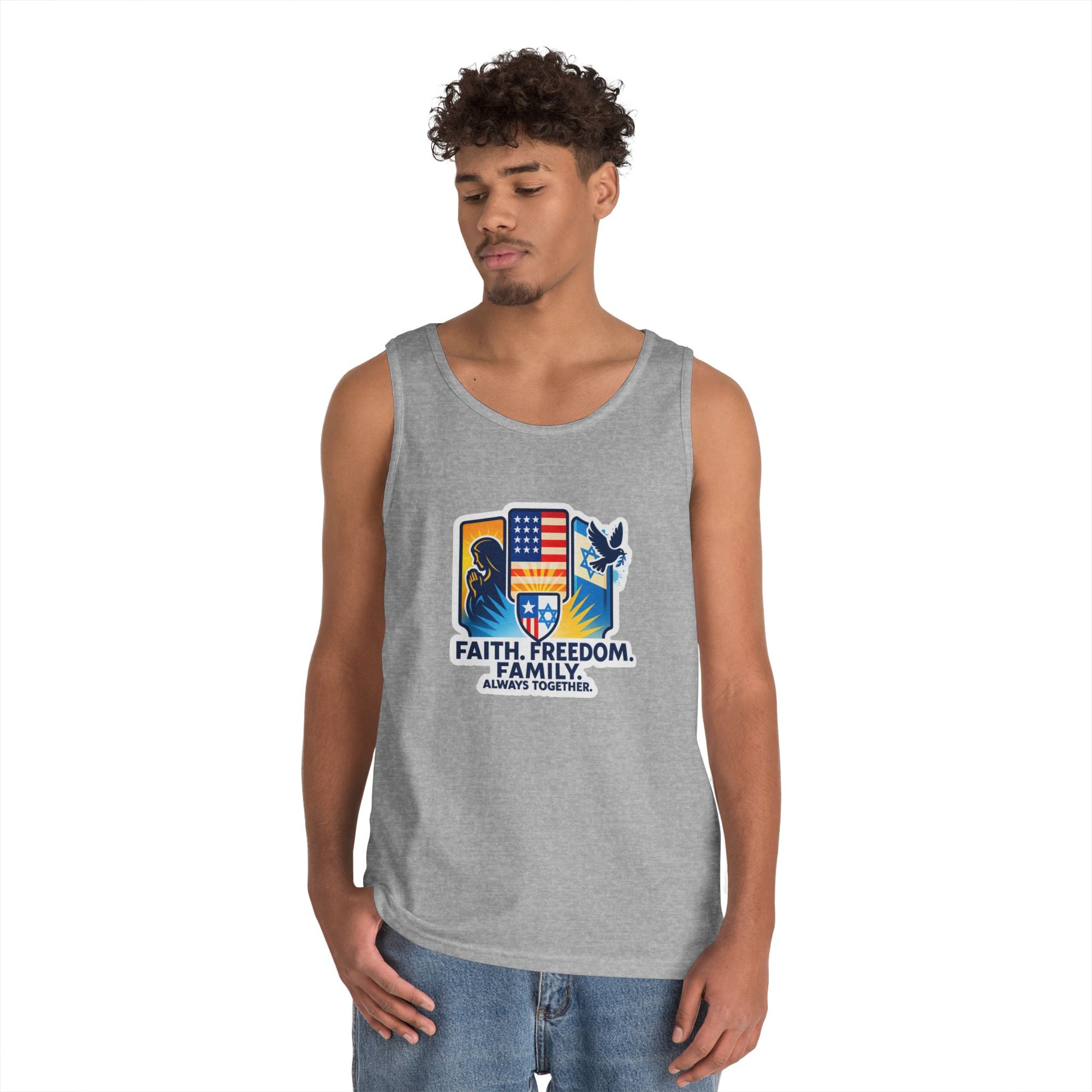 Faith Freedom Family Unisex Heavy Cotton Tank Top - American Zionist