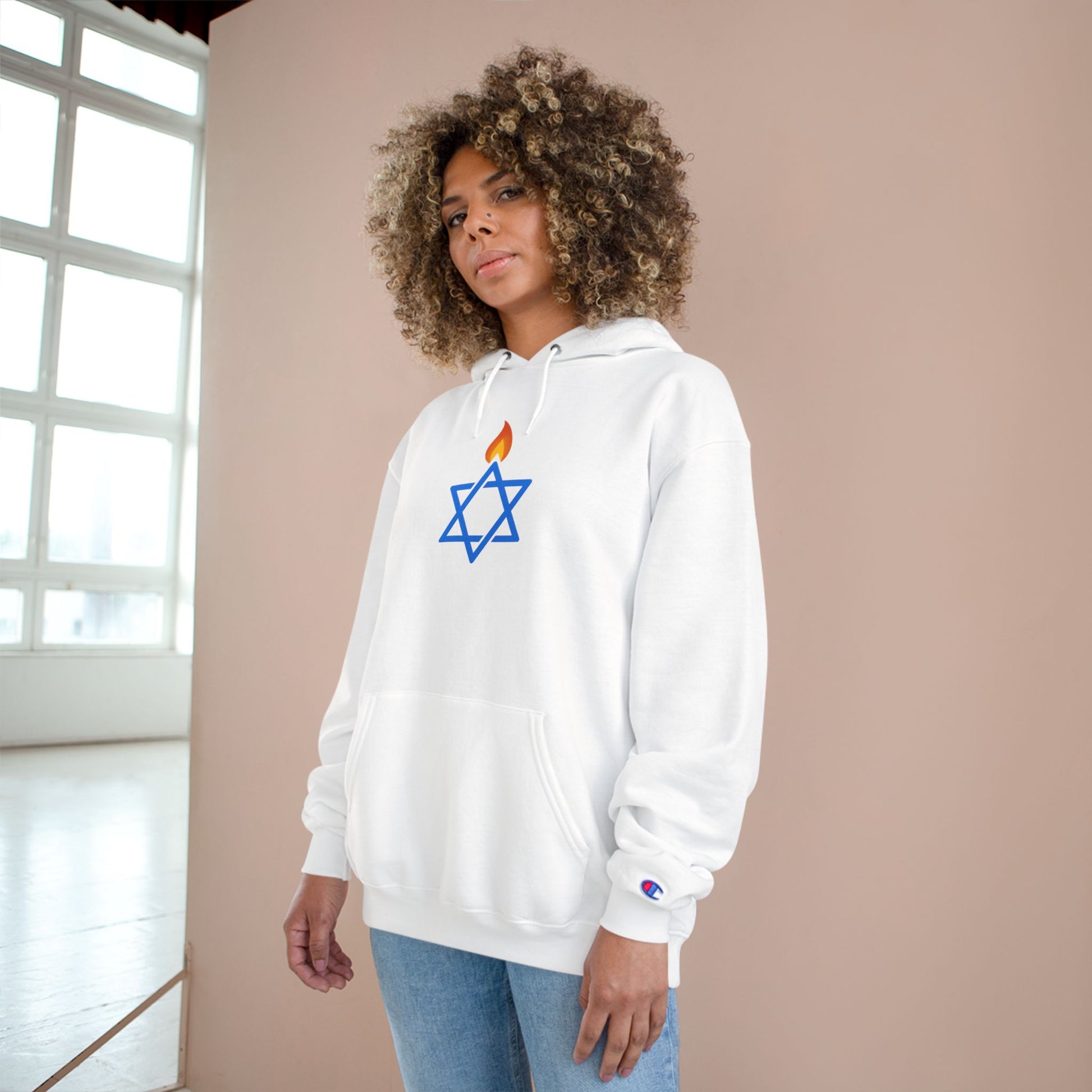 Fire Stars Of David Champion Hoodie - American Zionist