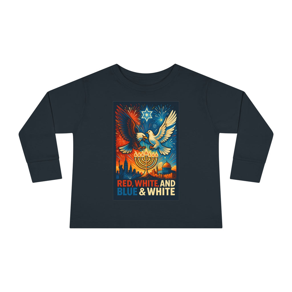 Red White and Blue Toddler Long Sleeve Tee - American Zionist