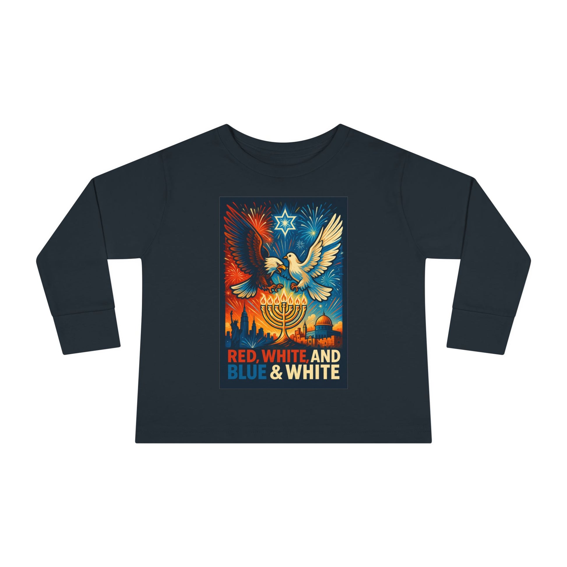 Red White and Blue Toddler Long Sleeve Tee - American Zionist