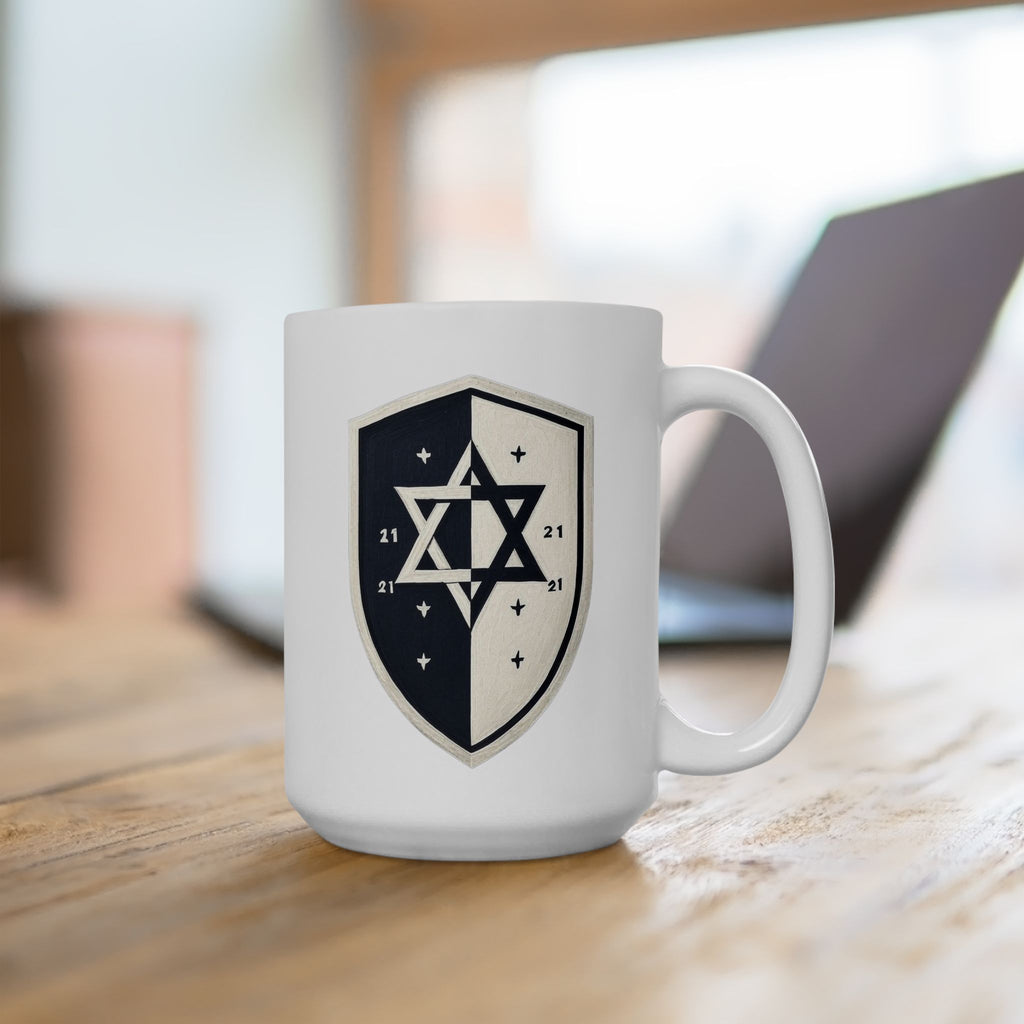 Black and White Shield Ceramic Mug 11oz, 15oz - American Zionist
