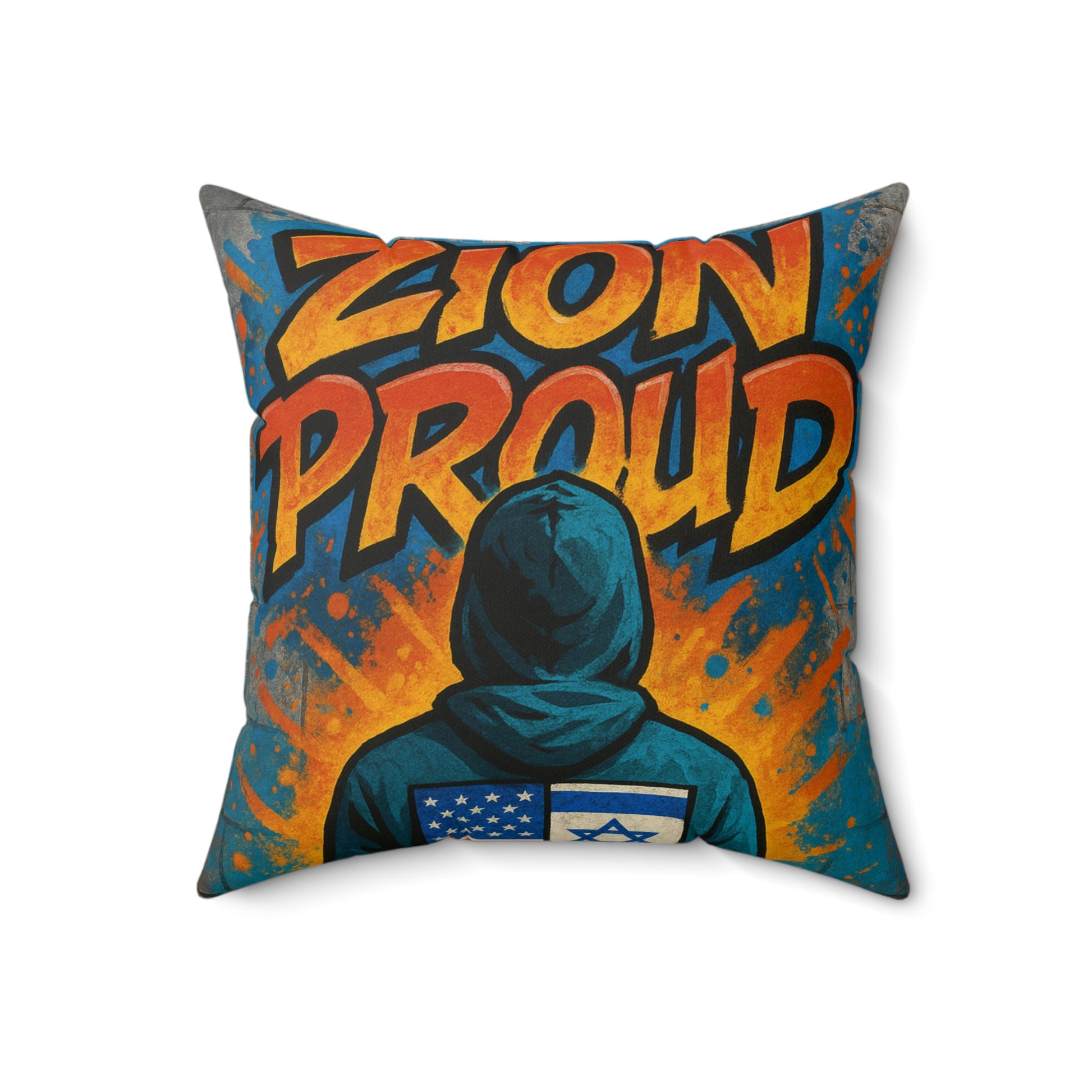 Zion Proud Spun Polyester Square Pillow - American Zionist