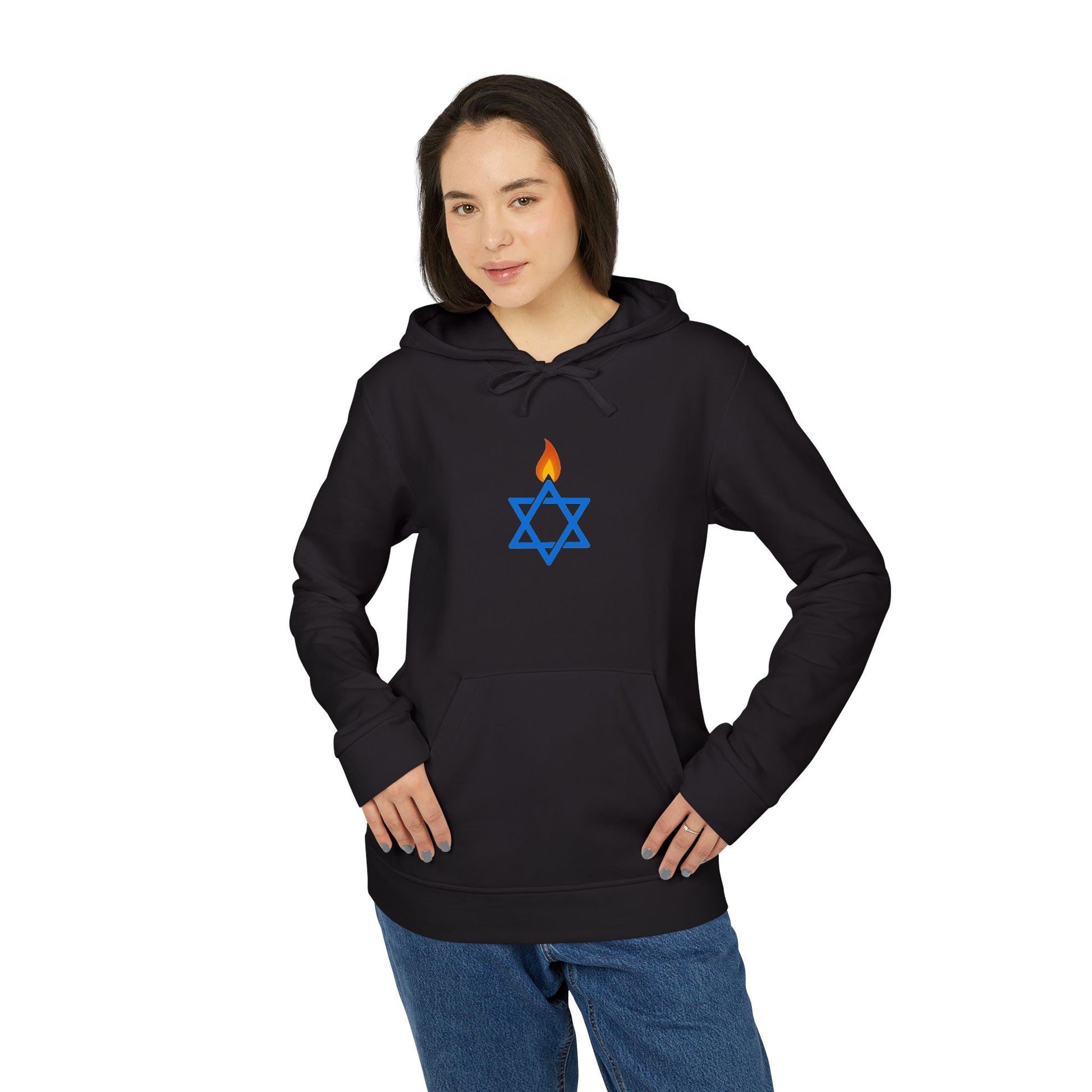 Fire Stars Of David Adidas Unisex Fleece Hoodie - American Zionist