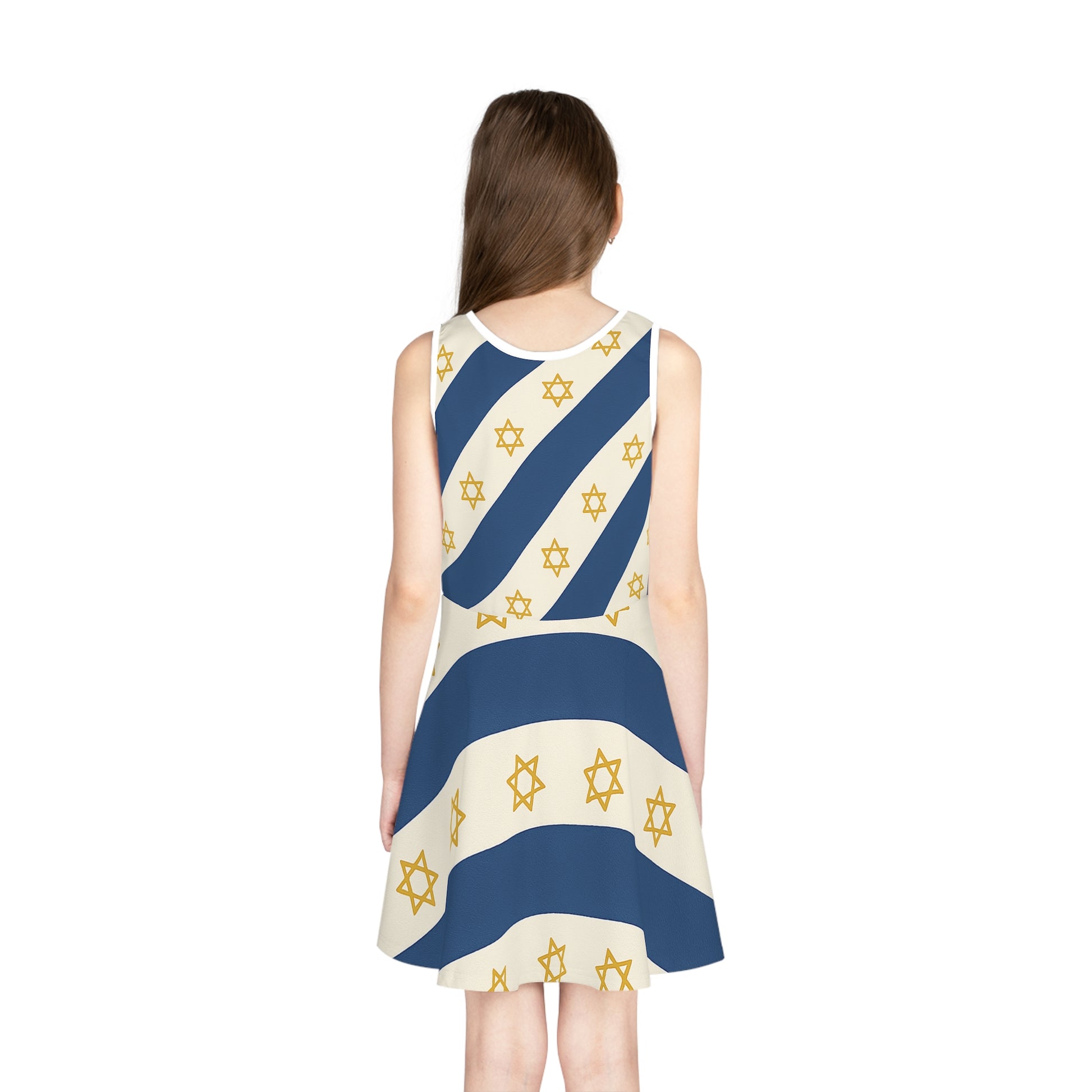 Israel Regalia Stripe Girls' Sleeveless Sundress (AOP) - American Zionist