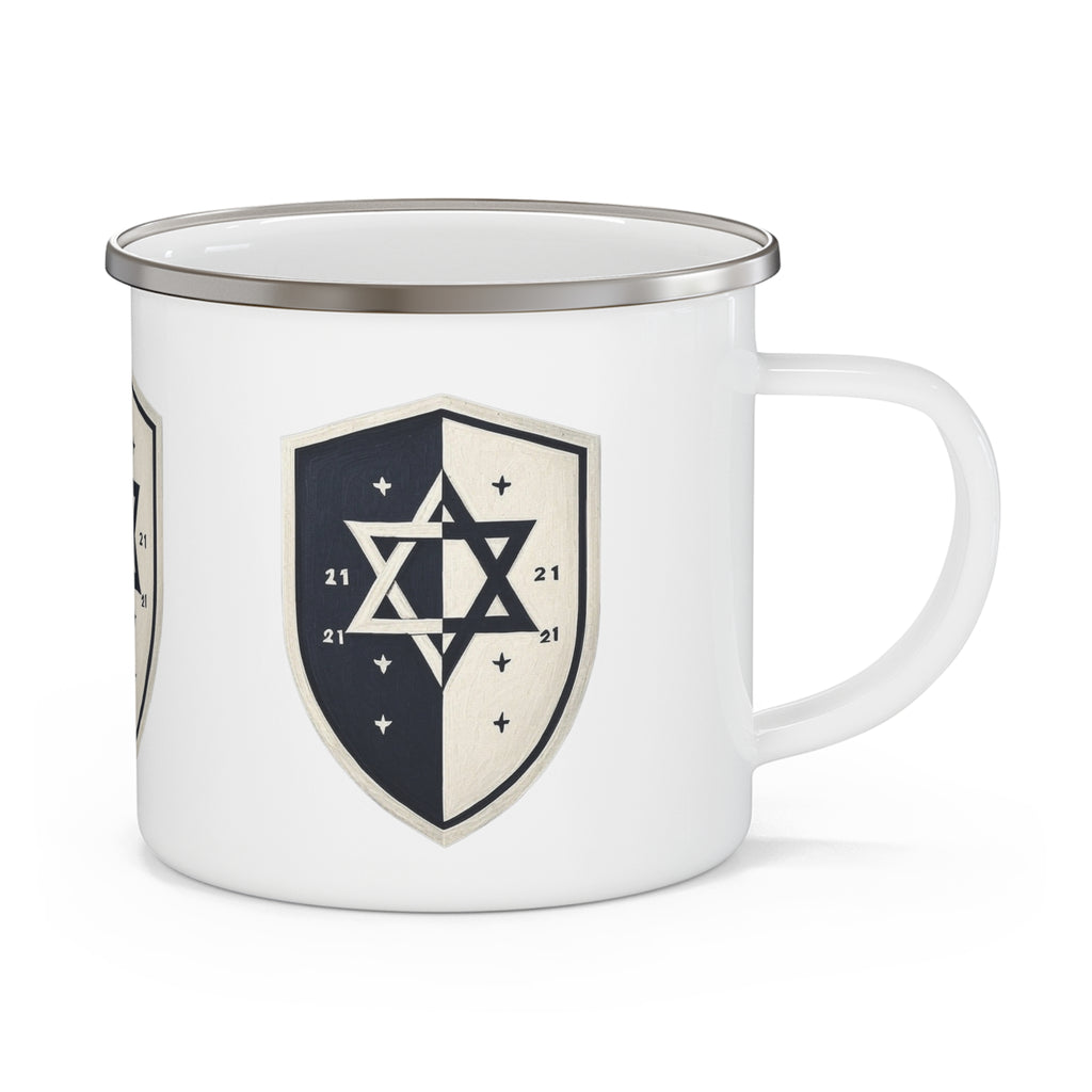Black and White Shield Enamel Camping Mug - American Zionist