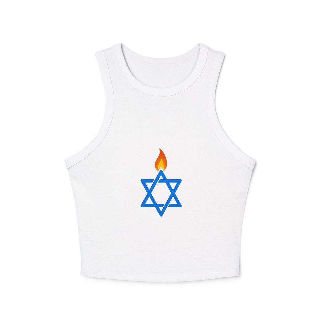 Fire Stars Of David Women's Micro Rib Racer Tank Top - American Zionist