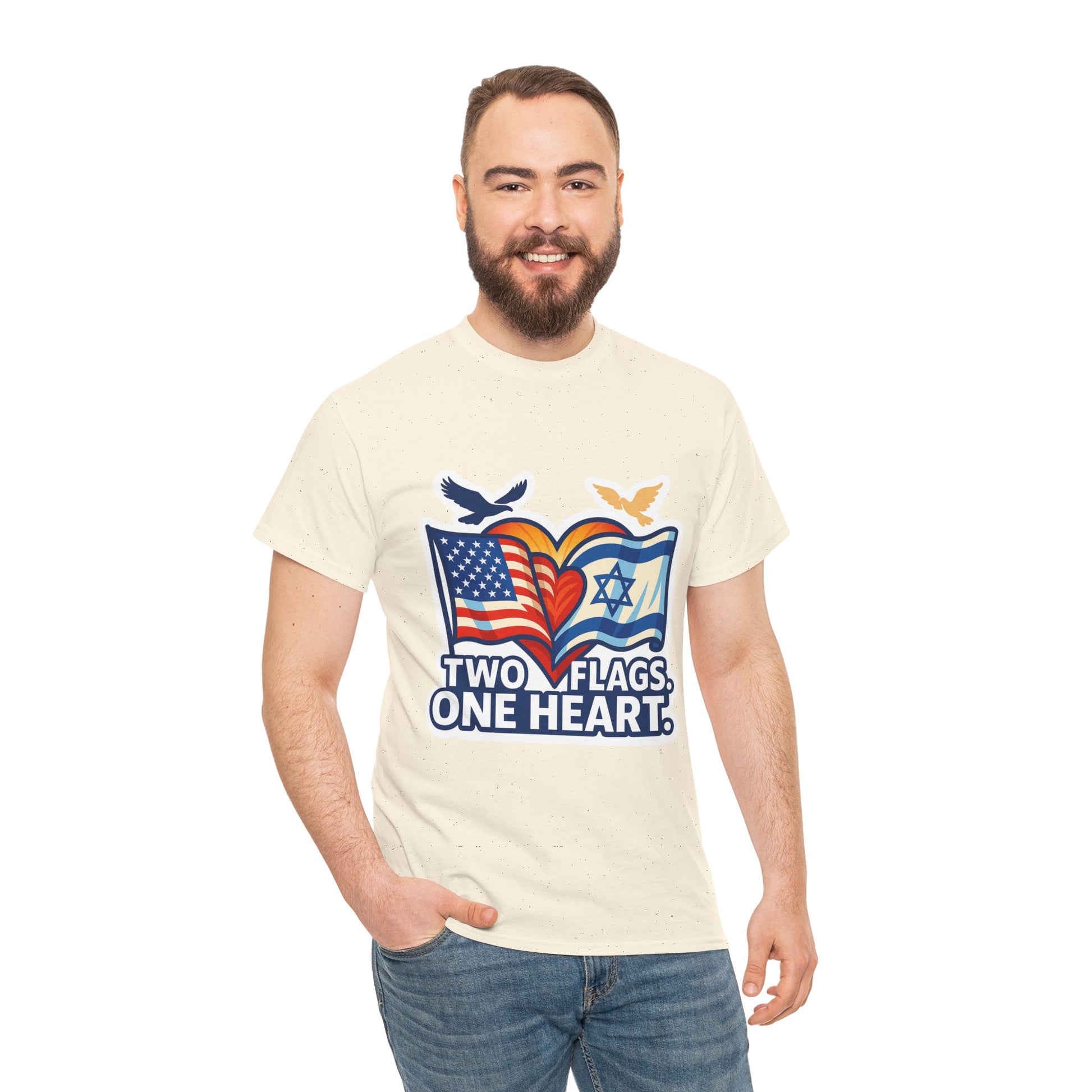 Two Flags One Heart Unisex Heavy Cotton Tee - American Zionist