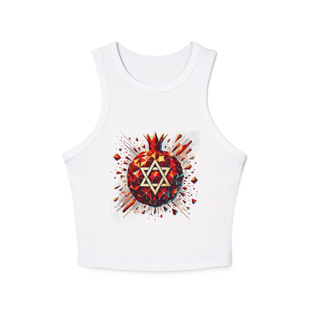 Pomegranate Star of David Women's Micro Rib Racer Tank Top - American Zionist
