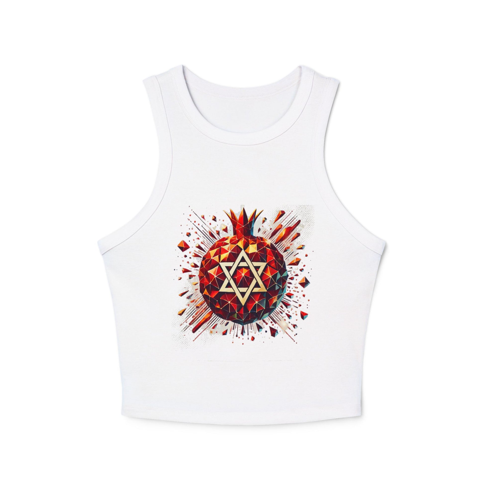 Pomegranate Star of David Women's Micro Rib Racer Tank Top - American Zionist