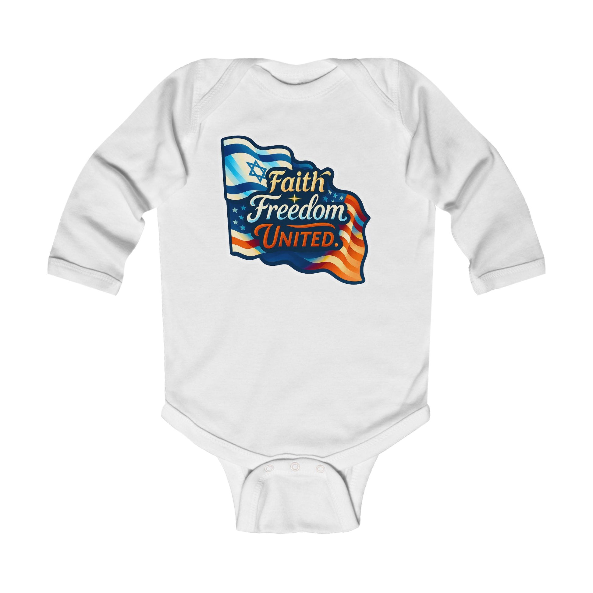 Faith Freedom United Infant Long Sleeve Bodysuit - American Zionist