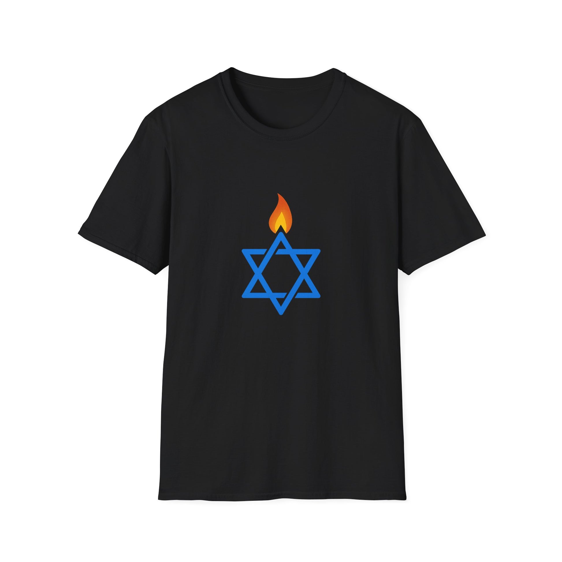 Fire Stars Of David Unisex Softstyle T-Shirt - American Zionist