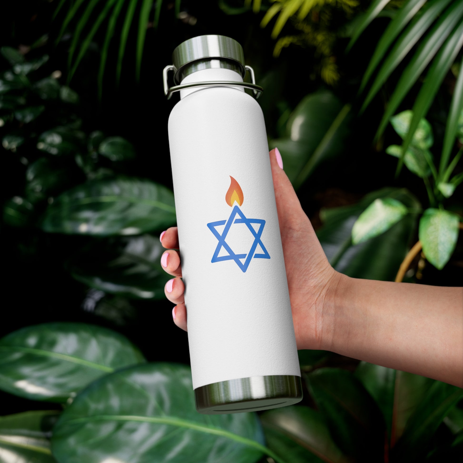 Fire Stars Of David Copper Vacuum Insulated Bottle, 22oz - American Zionist