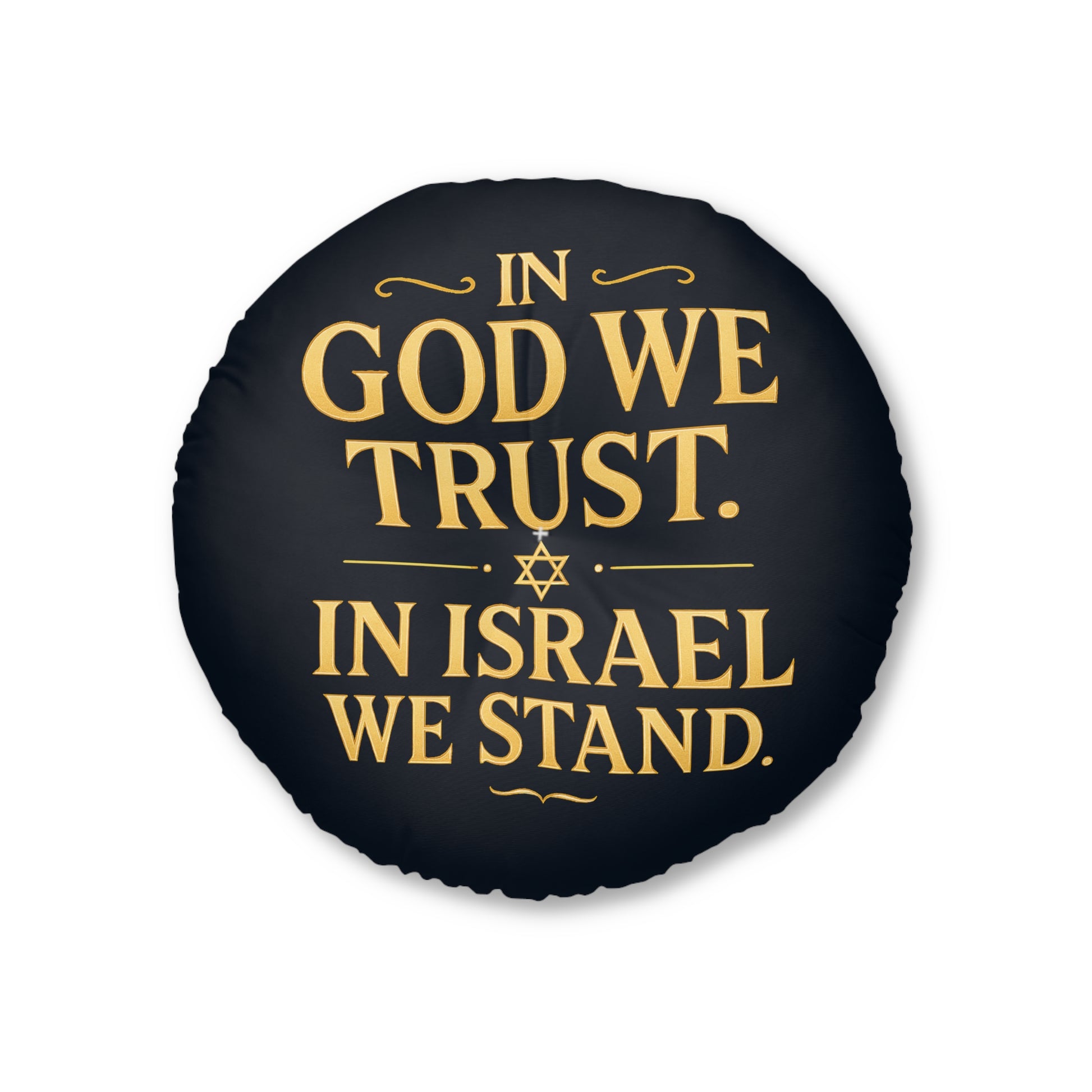 In God With Israel Tufted Floor Pillow, Round - American Zionist