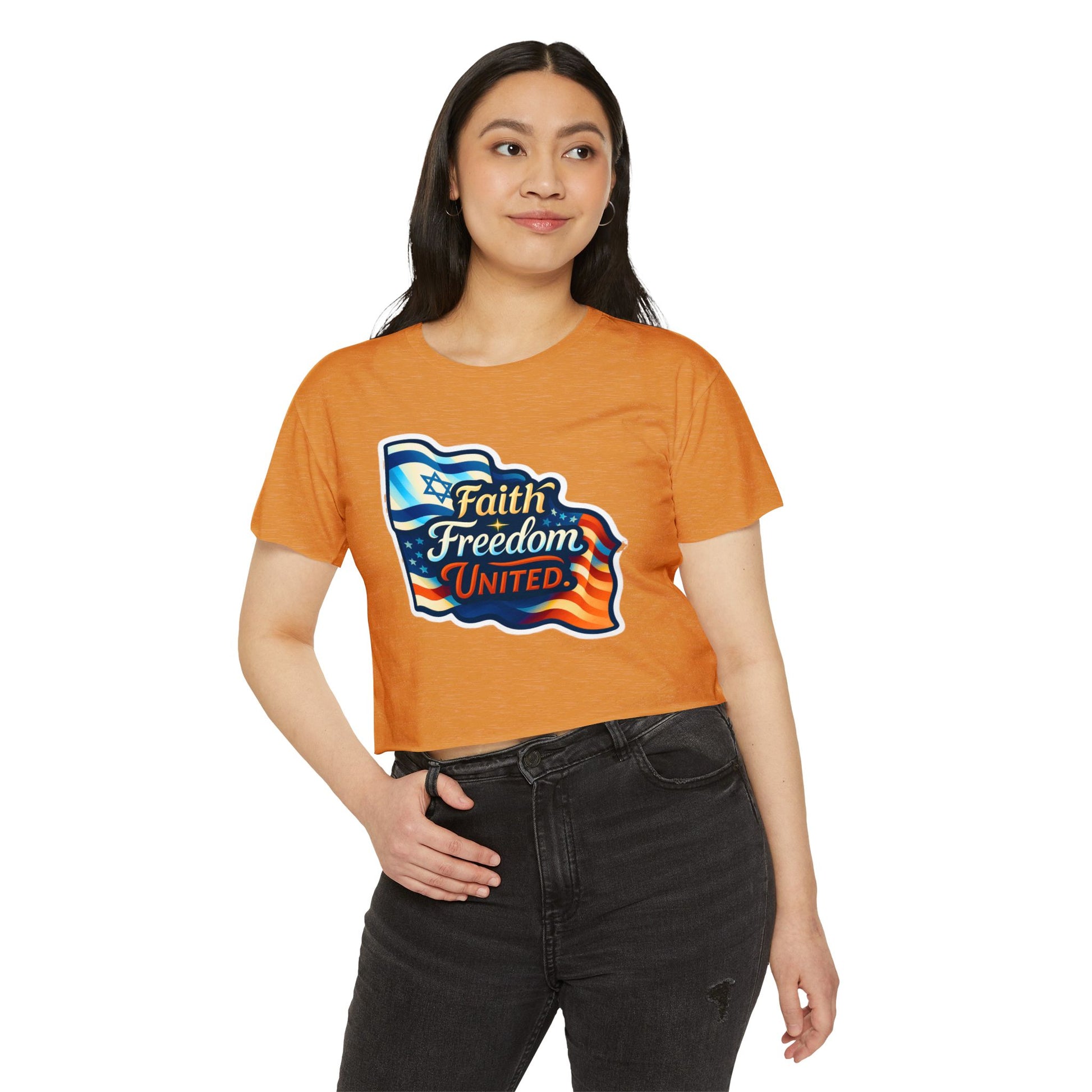 Faith Freedom United Women's Festival Crop Top - American Zionist