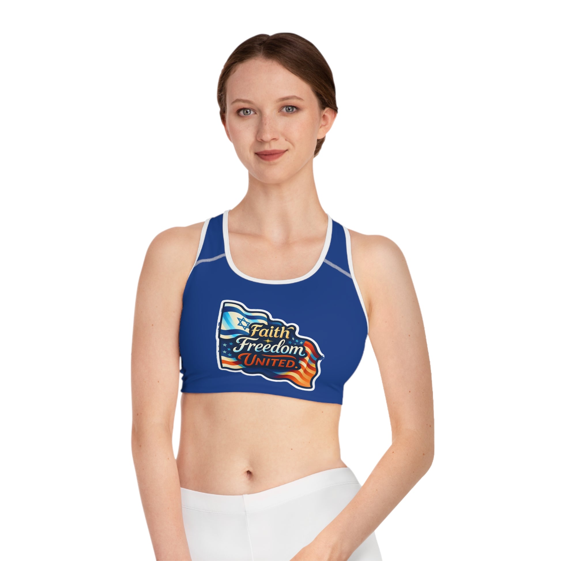 Faith freedom United Sports Bra (AOP) - American Zionist