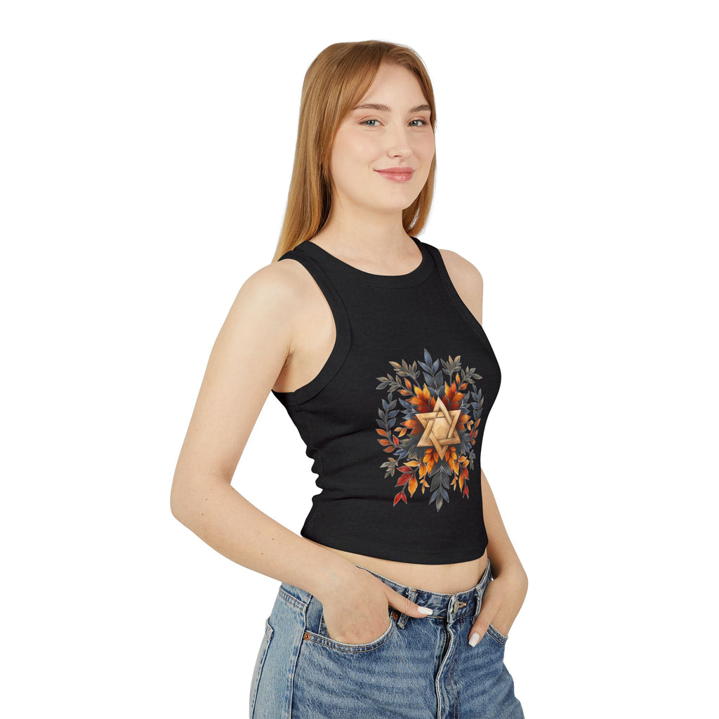 Star of David Wreath Women's Micro Rib Racer Tank Top - American Zionist