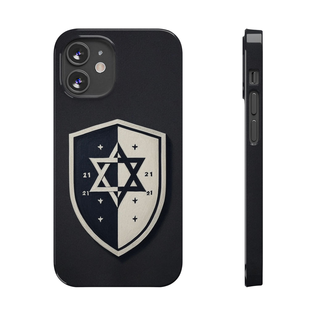 Black and White Shield Slim Phone Cases - American Zionist