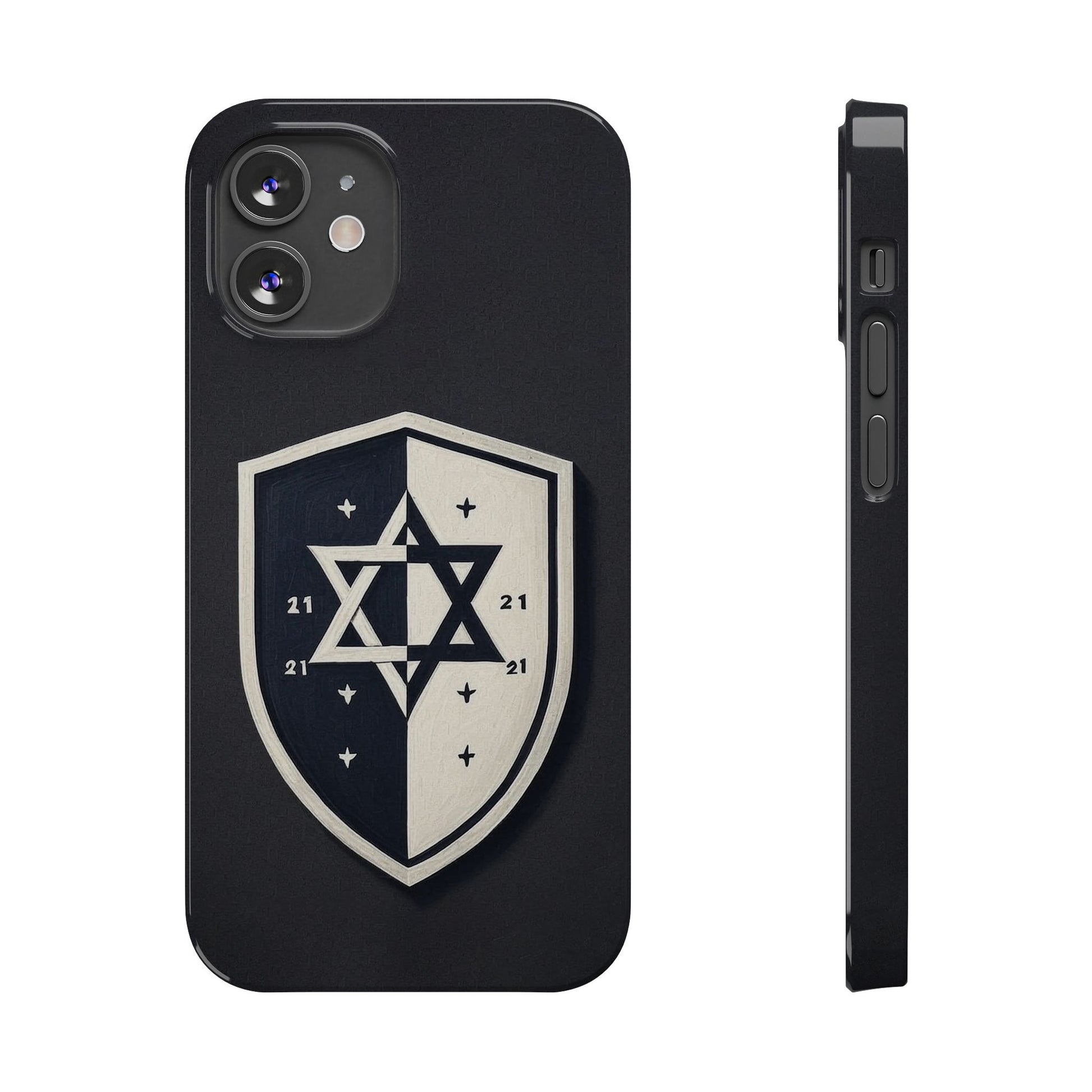 Black and White Shield Slim Phone Cases - American Zionist