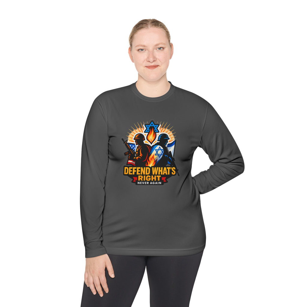 Defend What's Right Unisex Lightweight Long Sleeve Tee - American Zionist