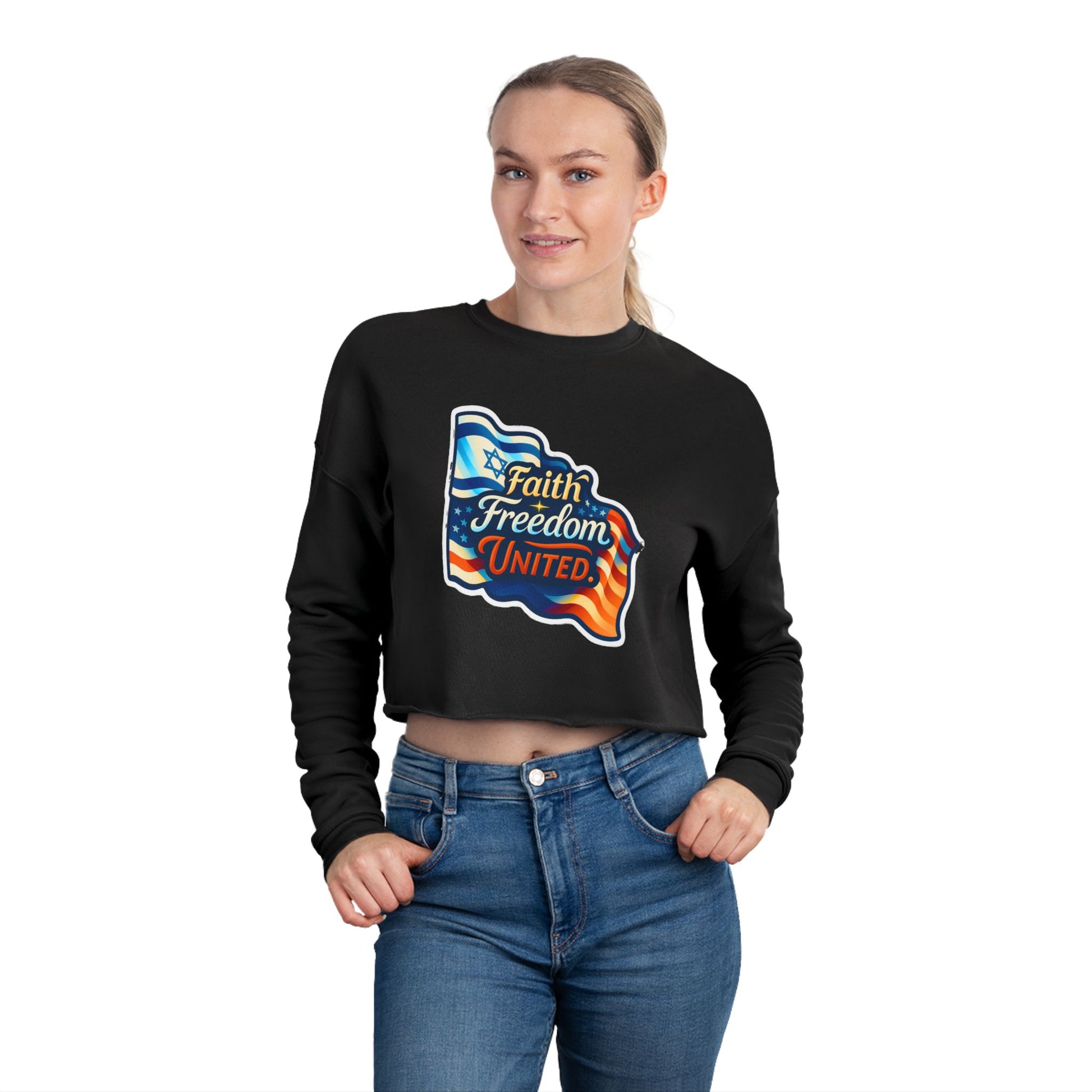 Faith Freedom United Women's Cropped Sweatshirt - American Zionist